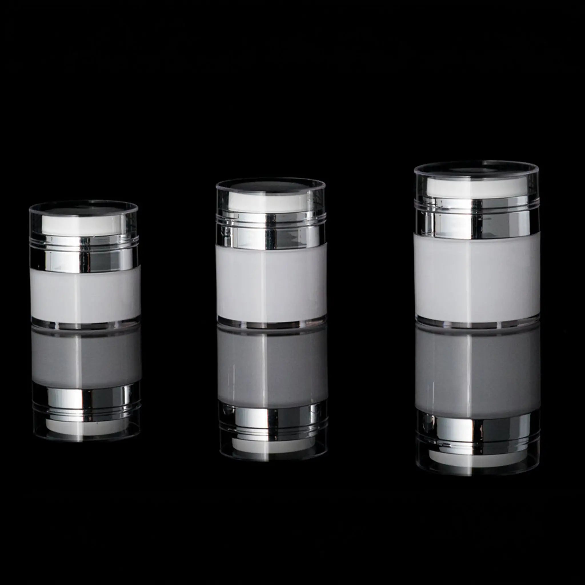 Echo 15 ML Airless Jar With Shiny Silver Collar - Cosmetic Packaging Now