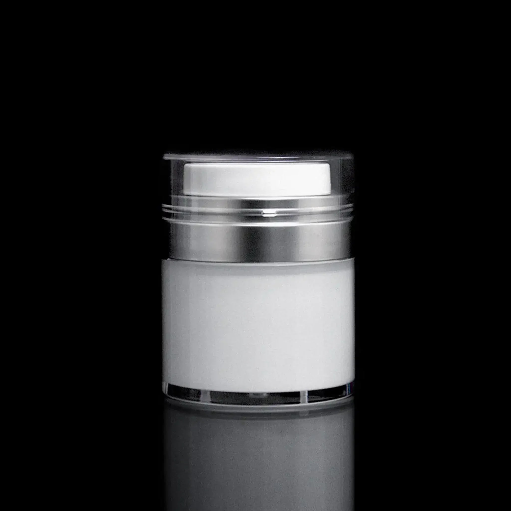 Echo 30 ML Airless Jar w Matte Silver Collar - Cosmetic Packaging Now!