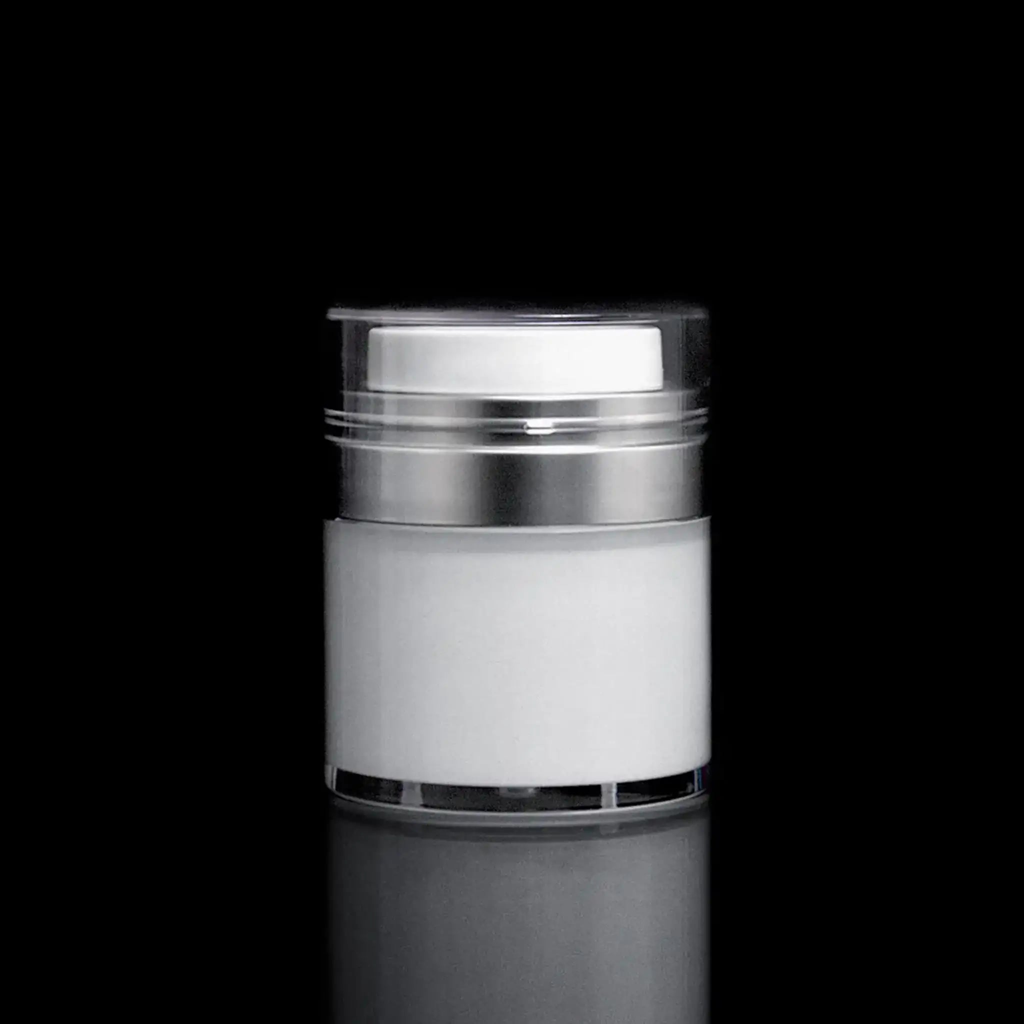 Echo 30 ML Airless Jar w Matte Silver Collar - Cosmetic Packaging Now!