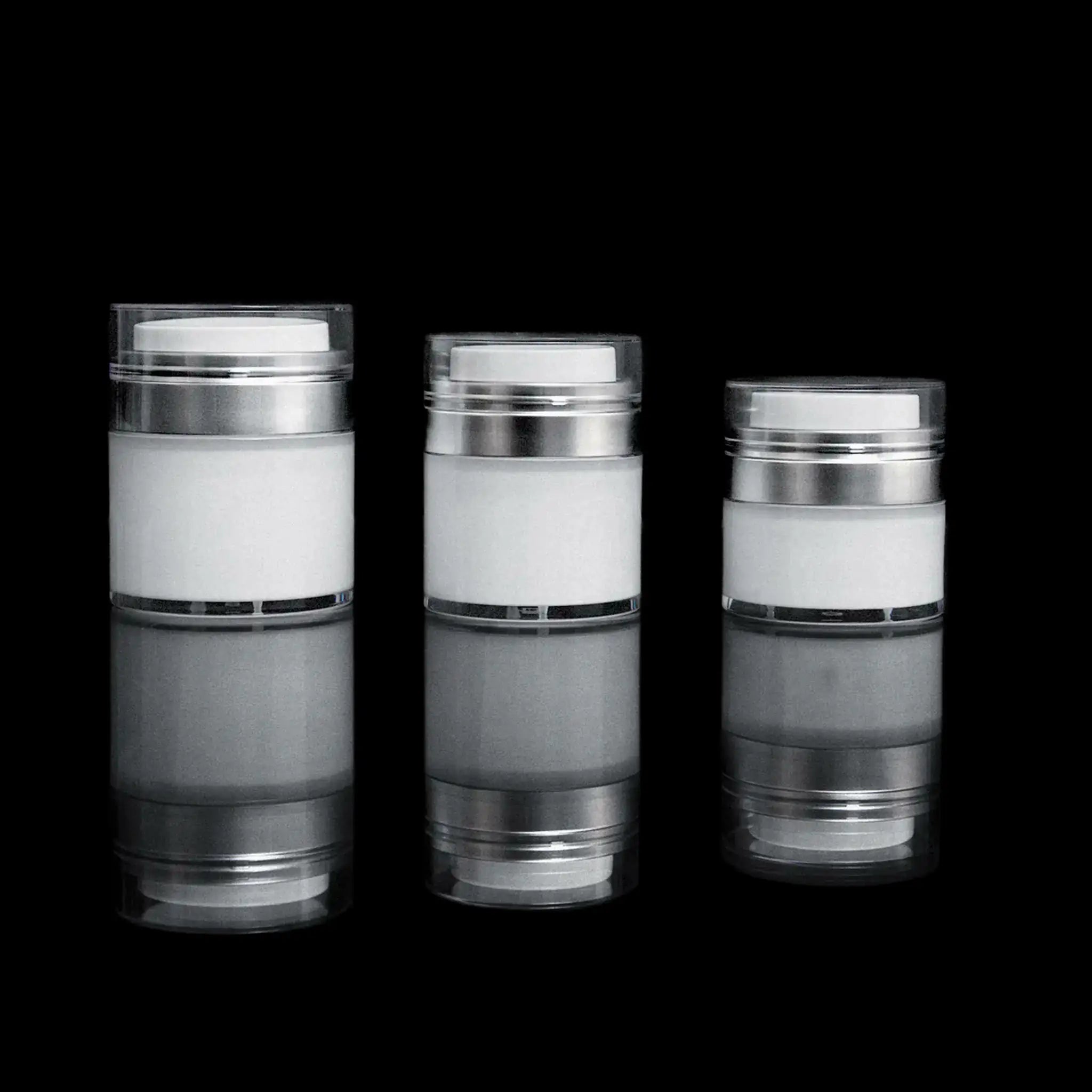 Echo 30 ML Airless Jar with Matte Silver Collar - Cosmetic Packaging Now!