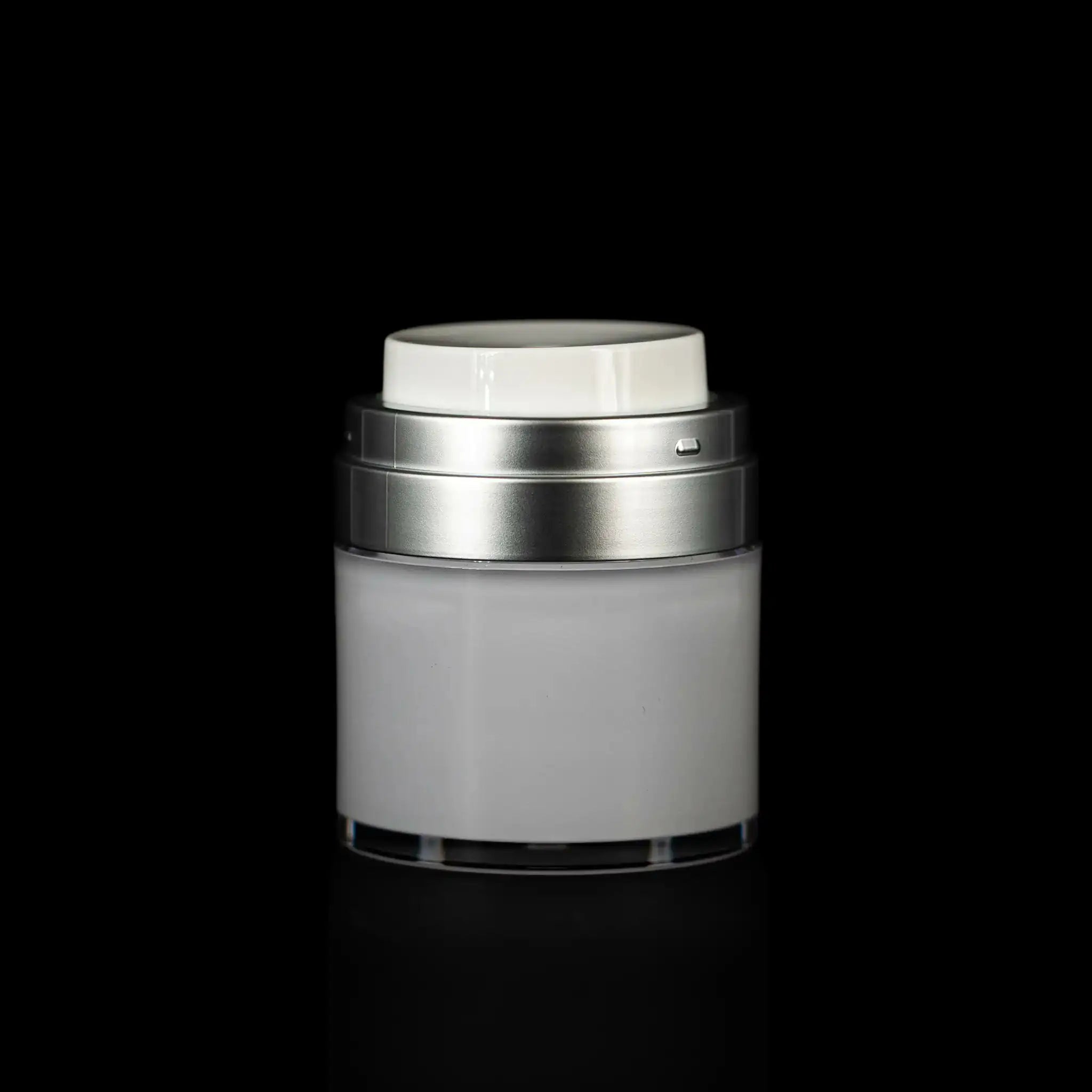 Echo 30 ML Airless Jar Matte Silver Collar - Cosmetic Packaging Now!