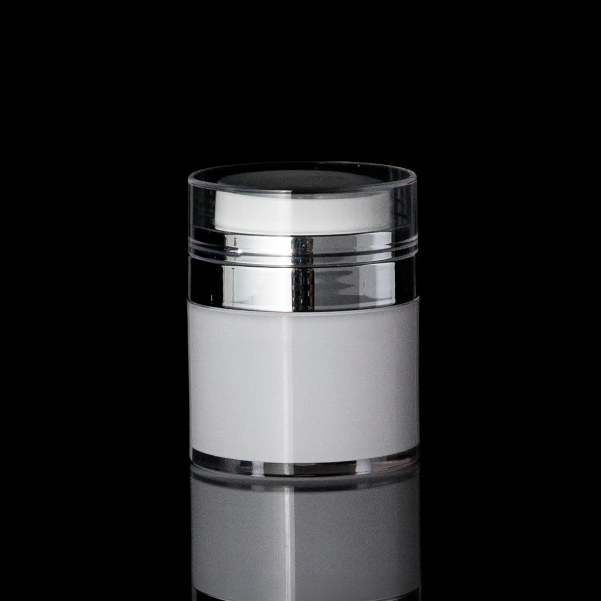Echo 30 ML Airless Jar With Shiny Silver Collar- Cosmetic Packaging Now!