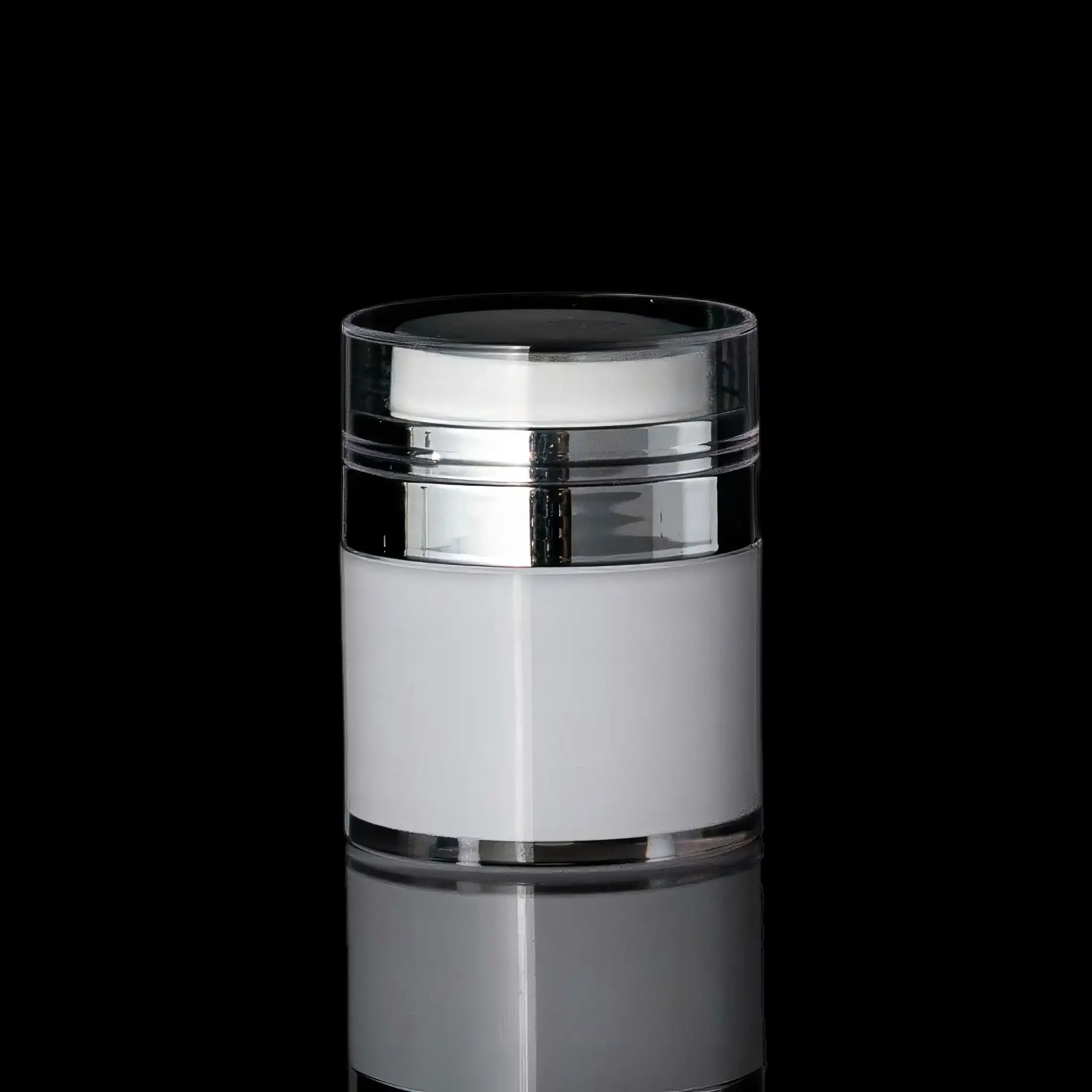 Echo 30 ML Airless Jar With Shiny Silver Collar- Cosmetic Packaging Now!