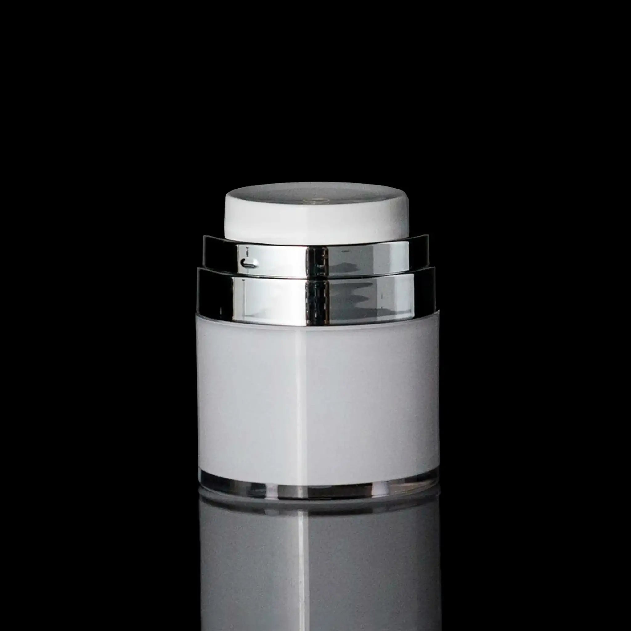 Echo 30 ML Airless Jar With Shiny SIlver Collar - Cosmetic Packaging Now