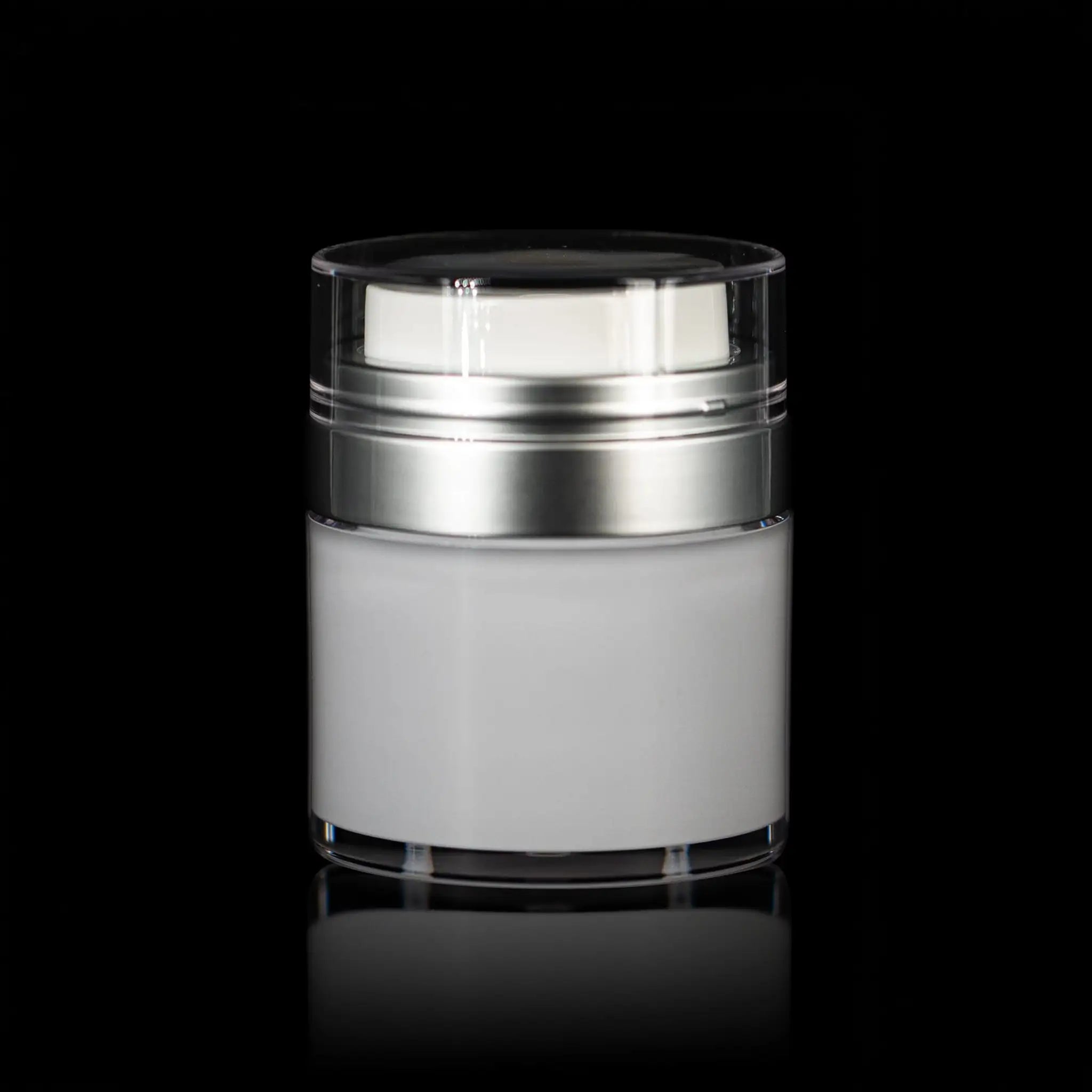 Echo 50 ML Airless Jar w Matte Silver Collar - Cosmetic Packaging Now
