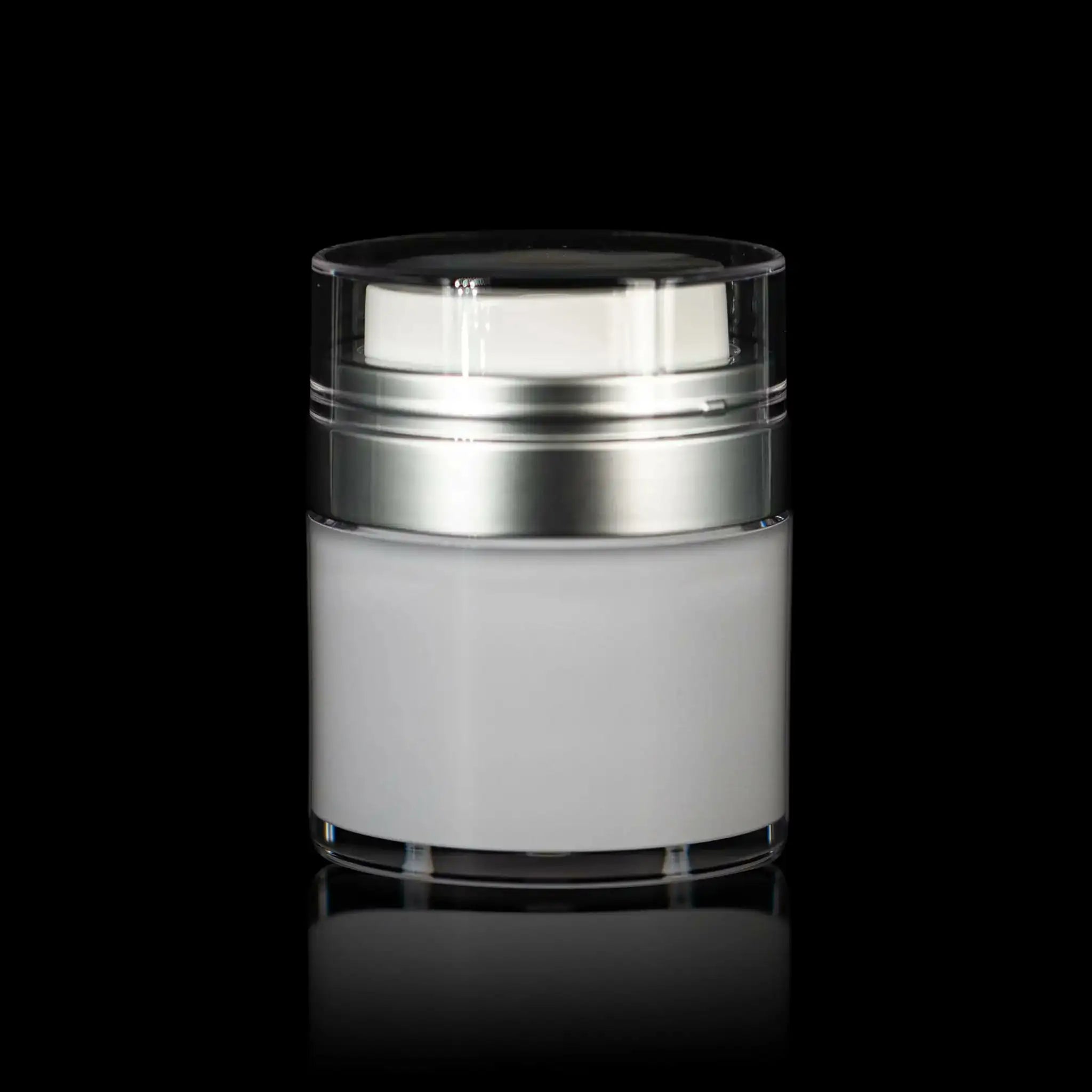 Echo 50 ML Airless Jar w Matte Silver Collar - Cosmetic Packaging Now