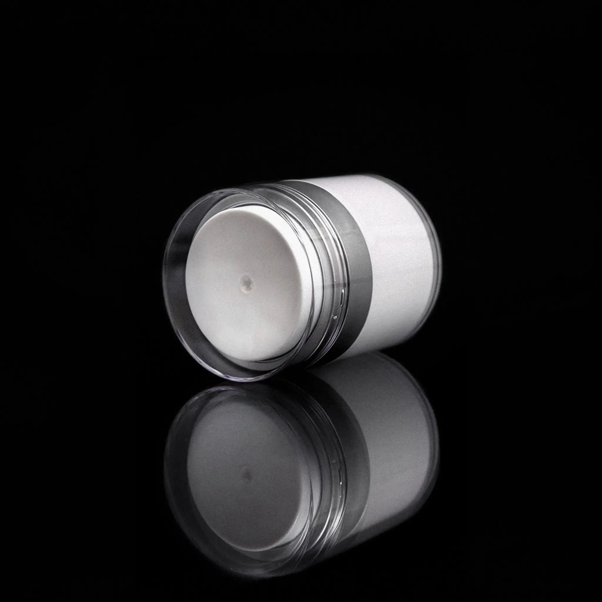 Echo 50 ML Airless Jar Matte Silver Collar - Cosmetic Packaging Now