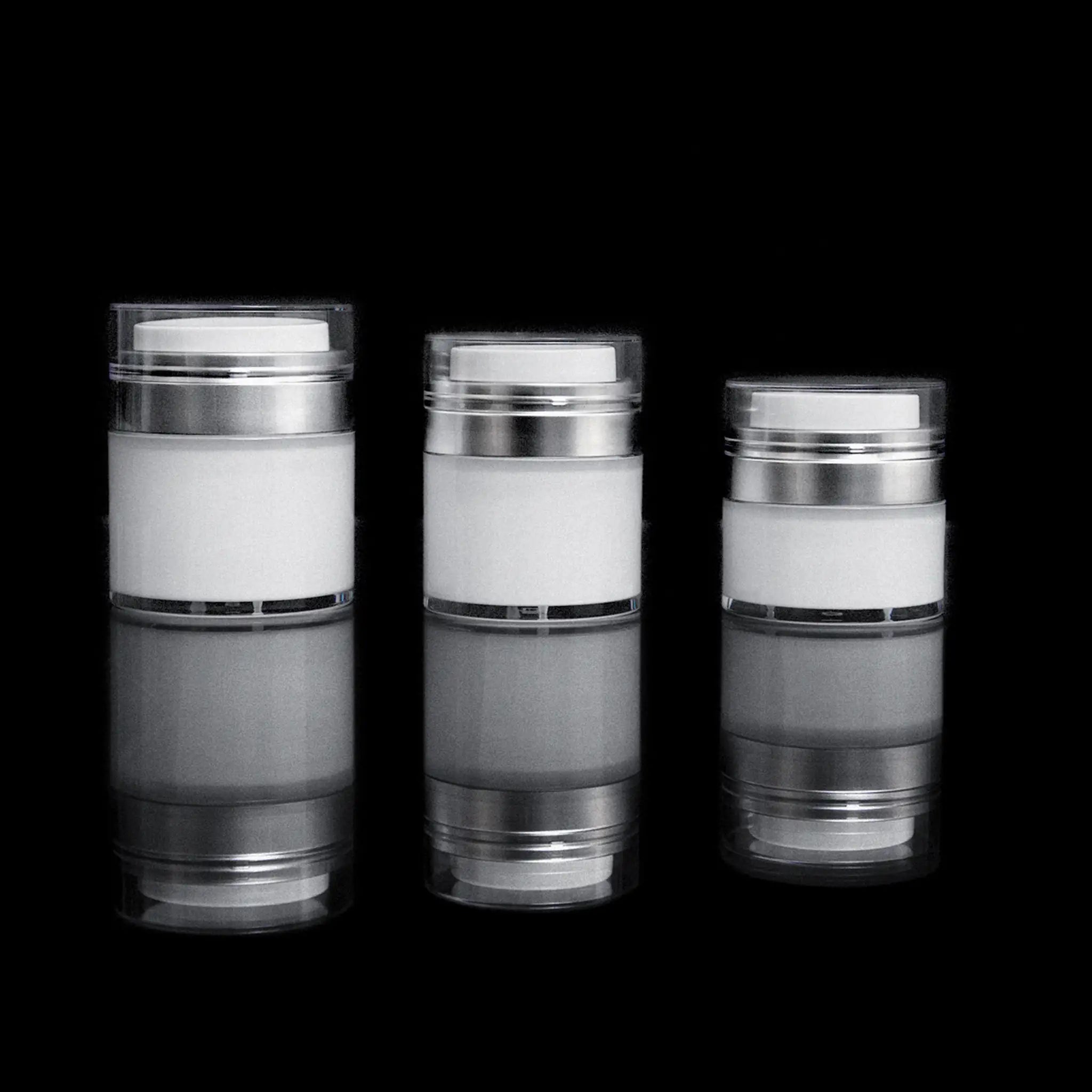 Echo 50 ML Airless Jar with Matte Silver Collar - Cosmetic Packaging Now!
