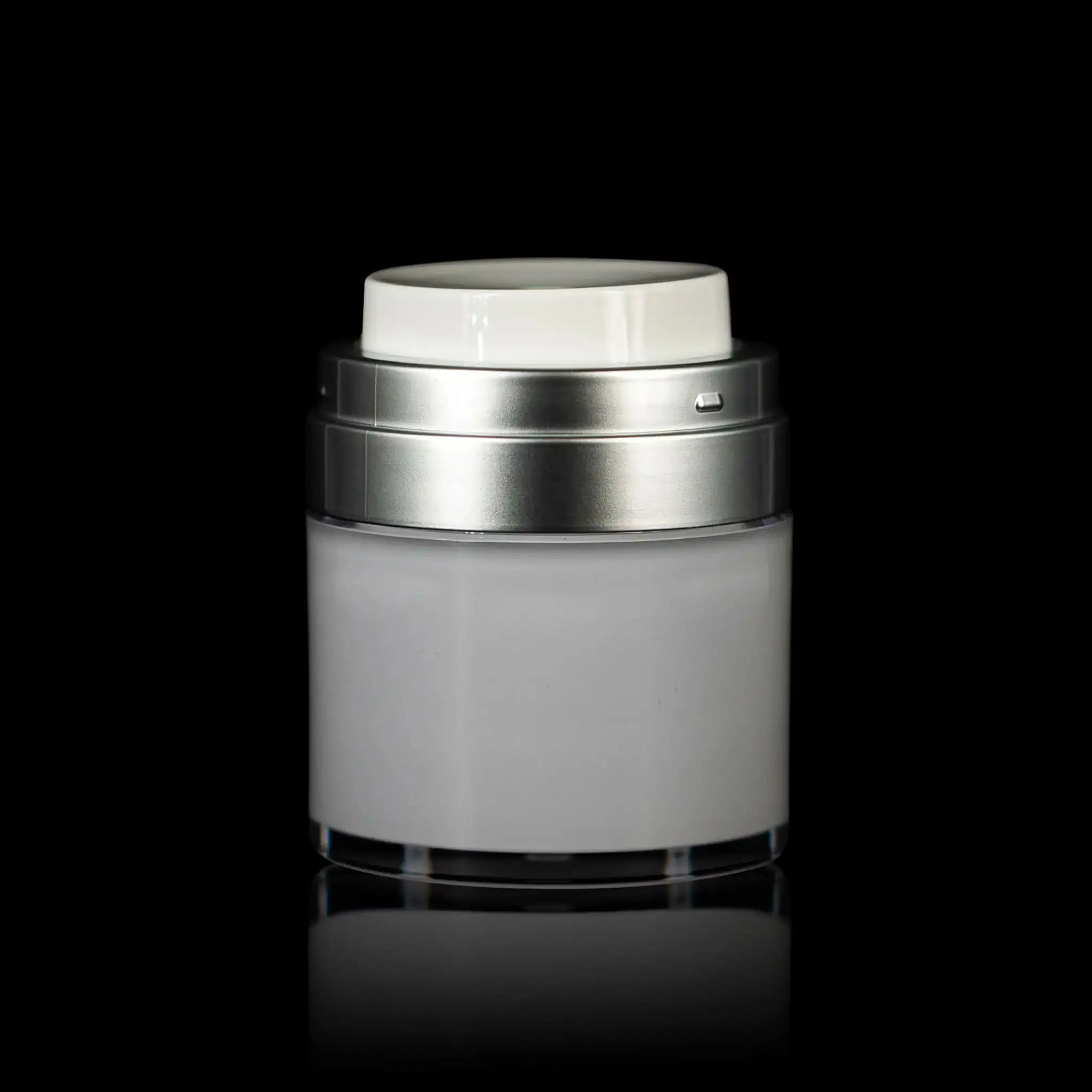 Echo 50 ML Airless Jar Matte Silver Collar - Cosmetic Packaging Now!