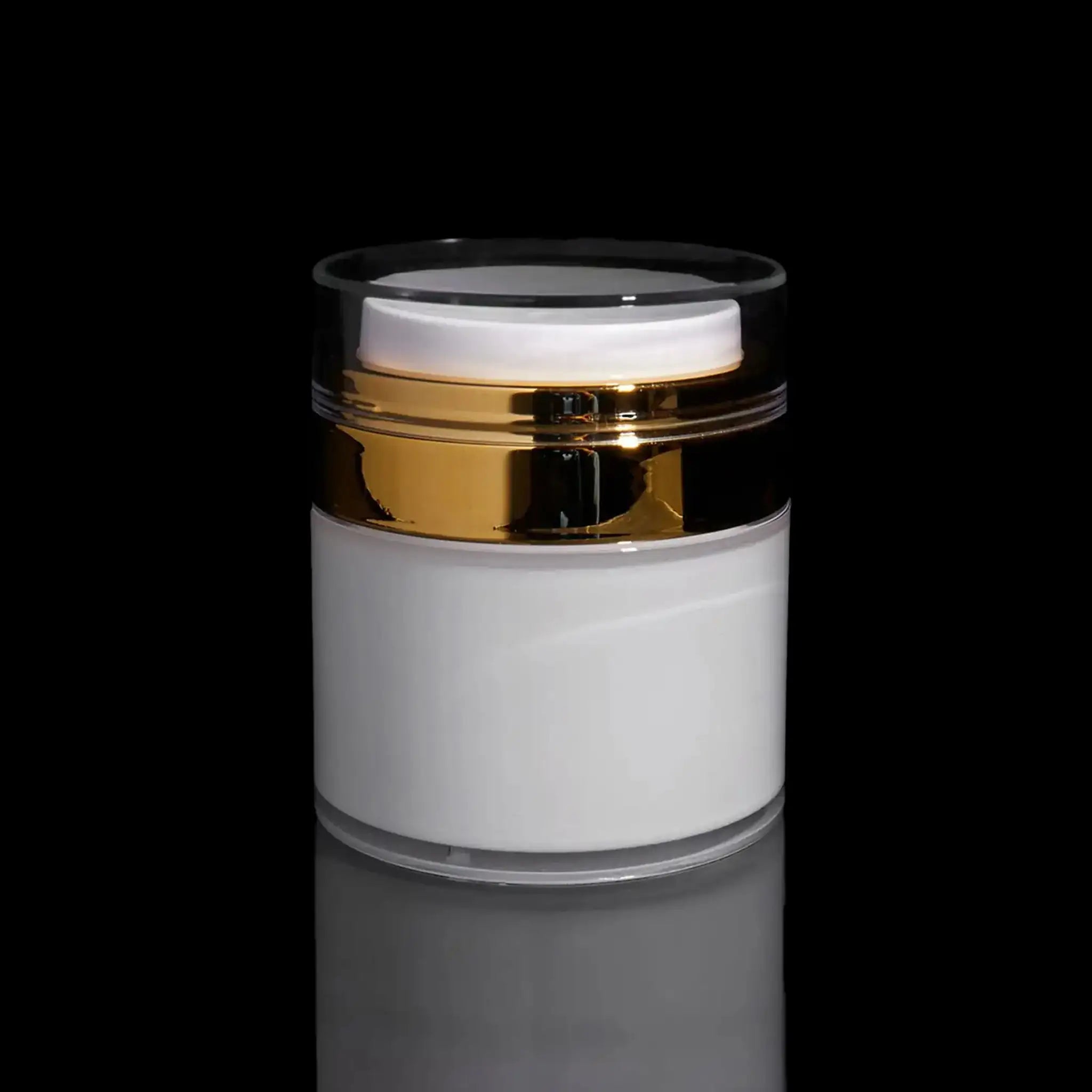 Echo 50 ML Airless Jar Shiny Gold Collar - Cosmetic Packaging Now!