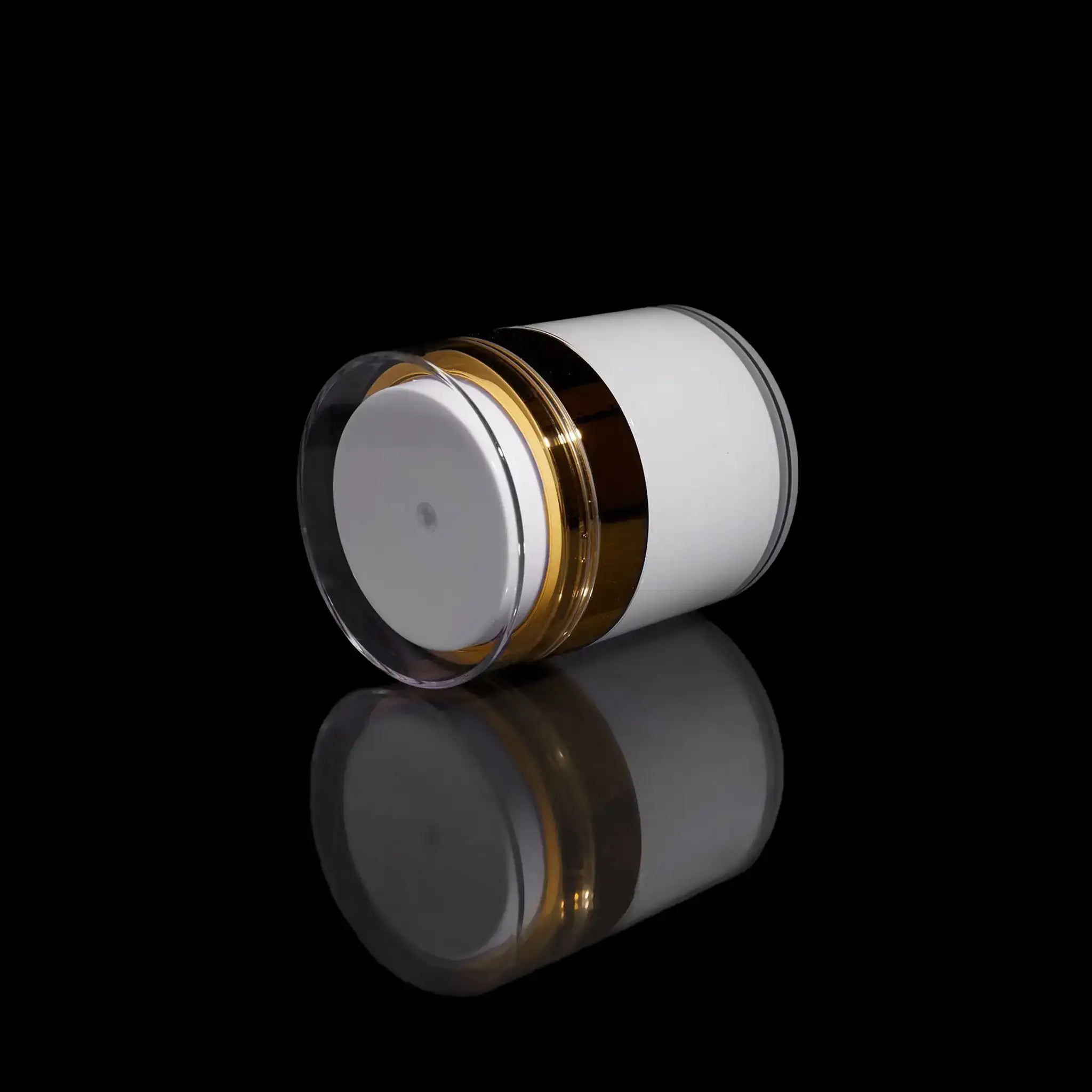 Echo 50 ML Airless Jar with Shiny Gold Collar - Cosmetic Packaging Now!