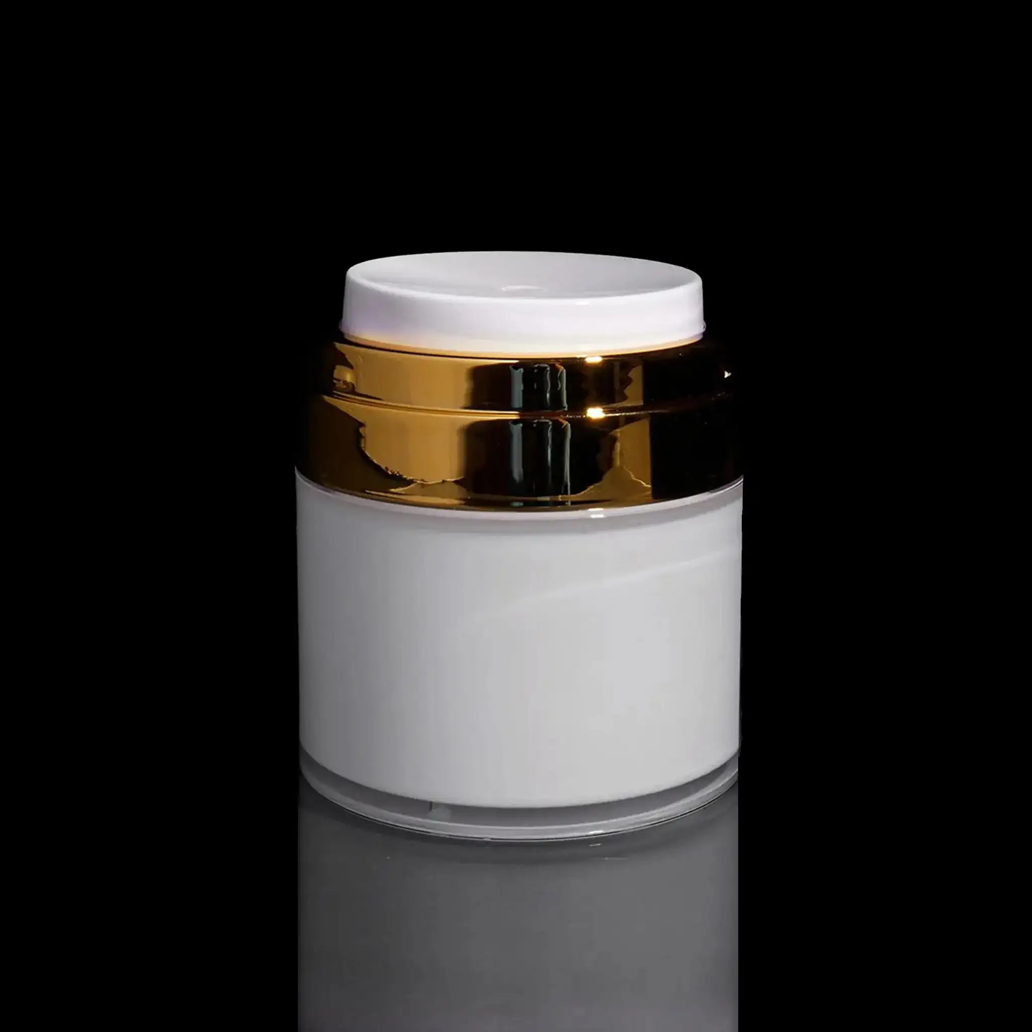 Echo 50 ML Airless Jar Shiny Gold Collar - Cosmetic Packaging Now