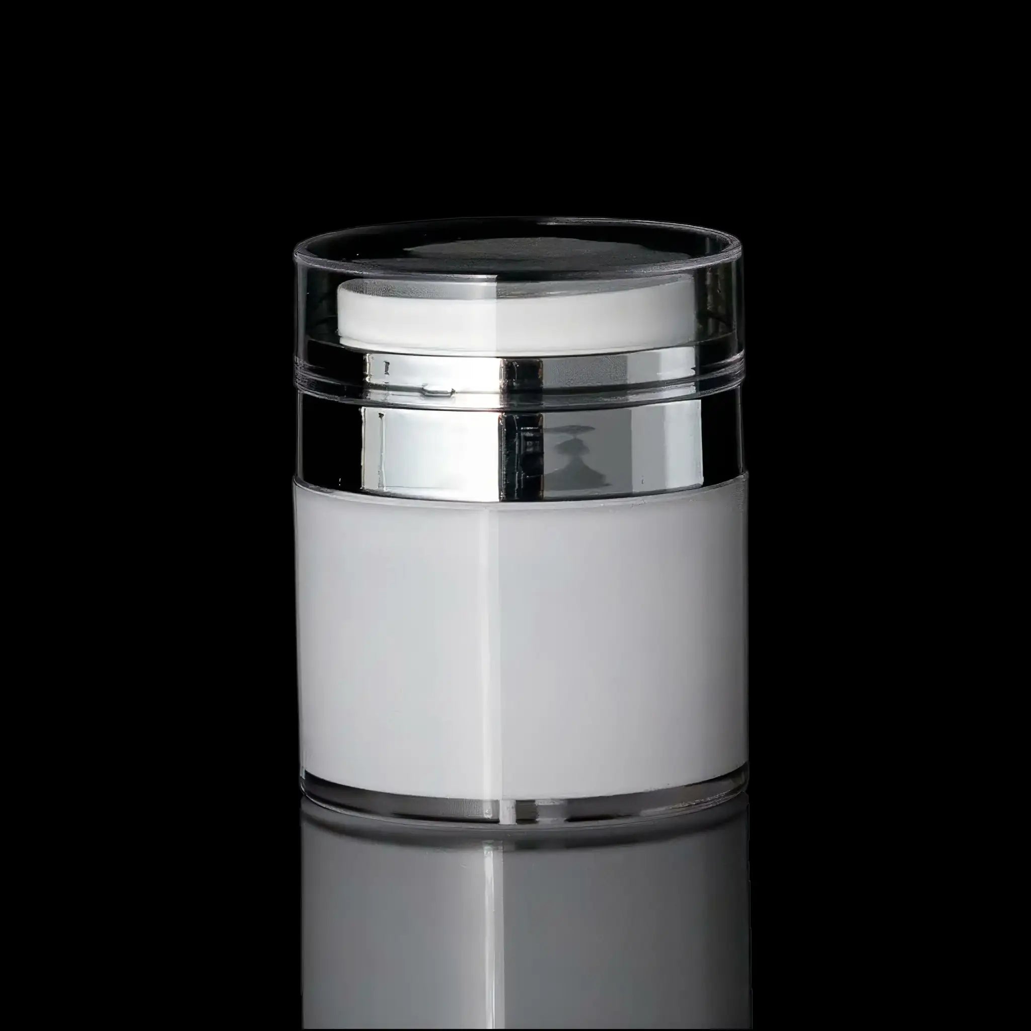 Echo 50 ML Airless Jar With Shiny Silver Collar - Cosmetic Packaging Now!
