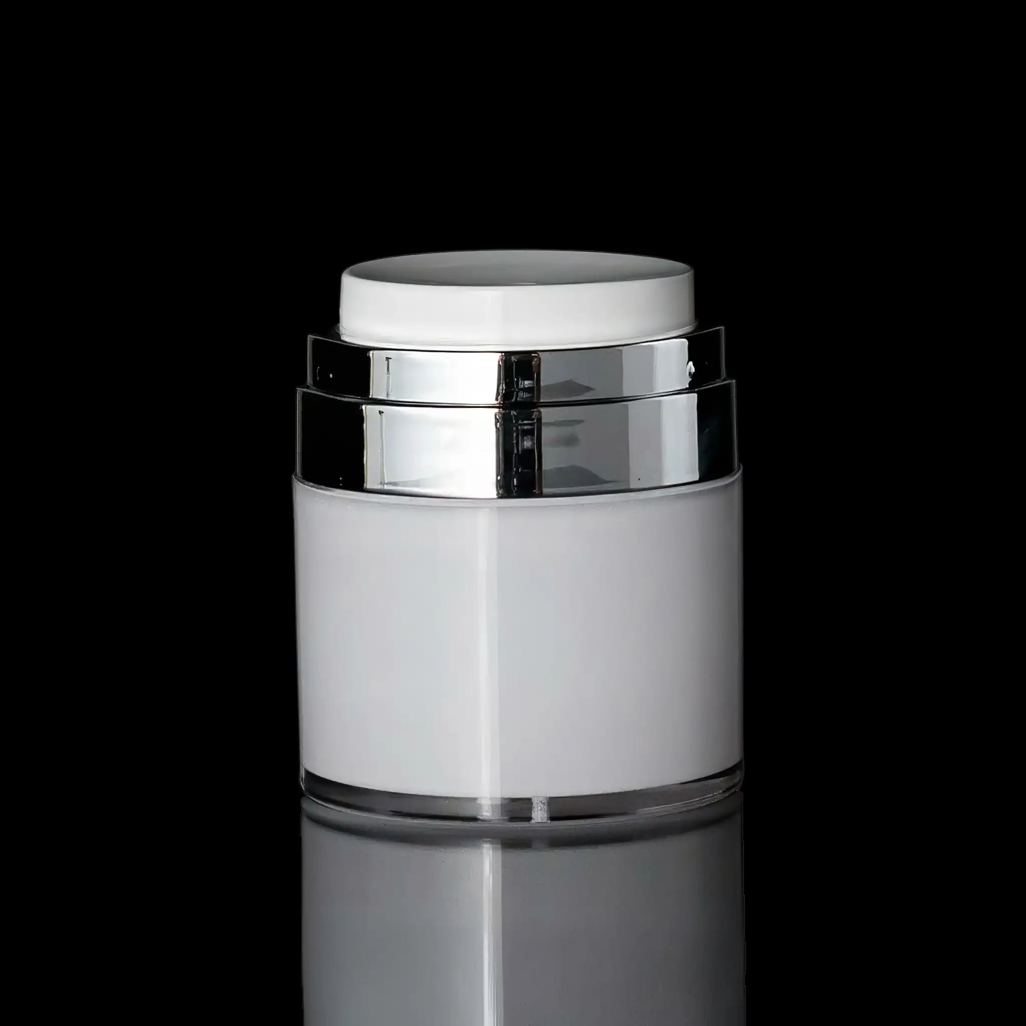 Echo 50 ML Airless Jar With Shiny Silver Collar - Cosmetic Packaging Now