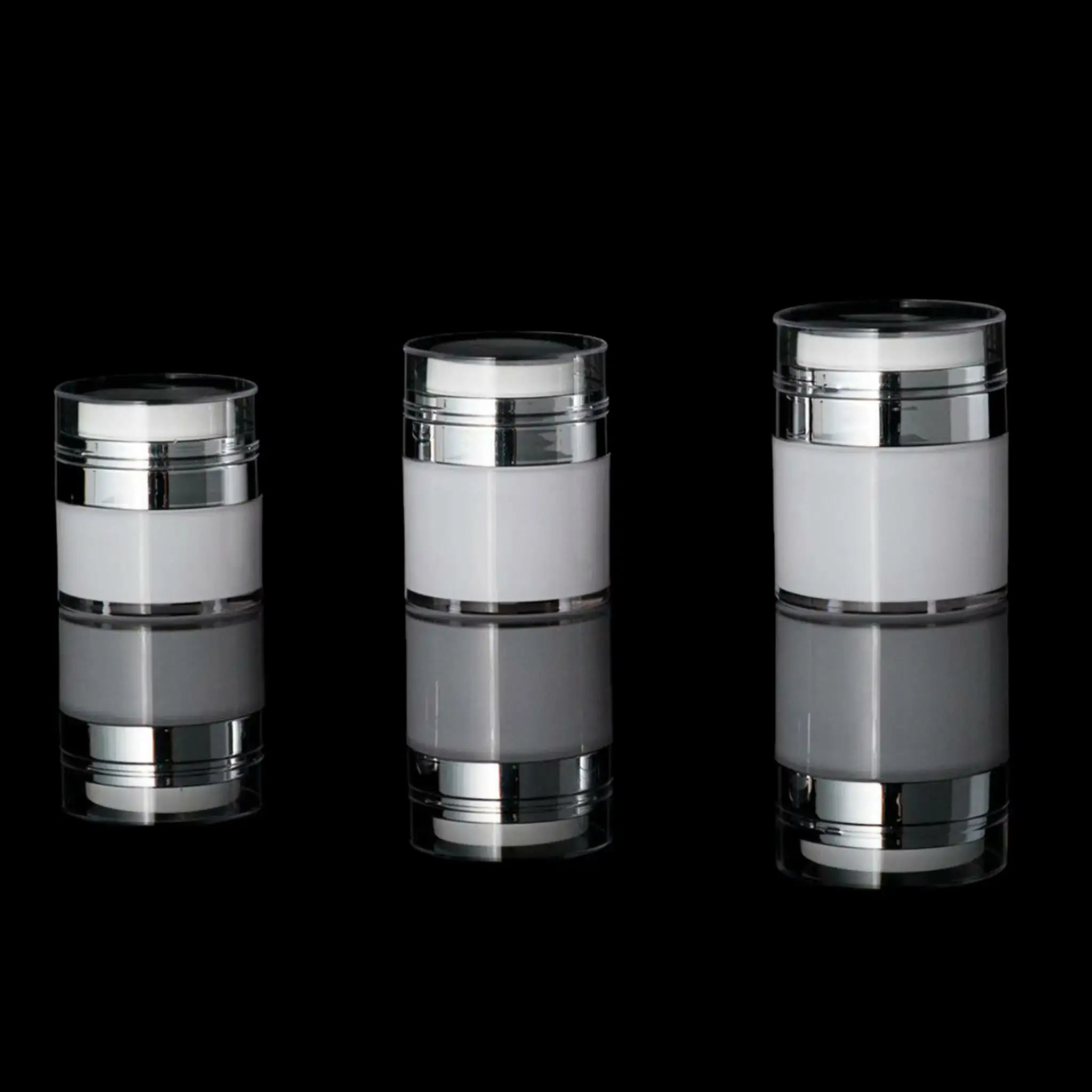 Echo 50 ML Airless Jar Shiny Silver Collar - Cosmetic Packaging Now