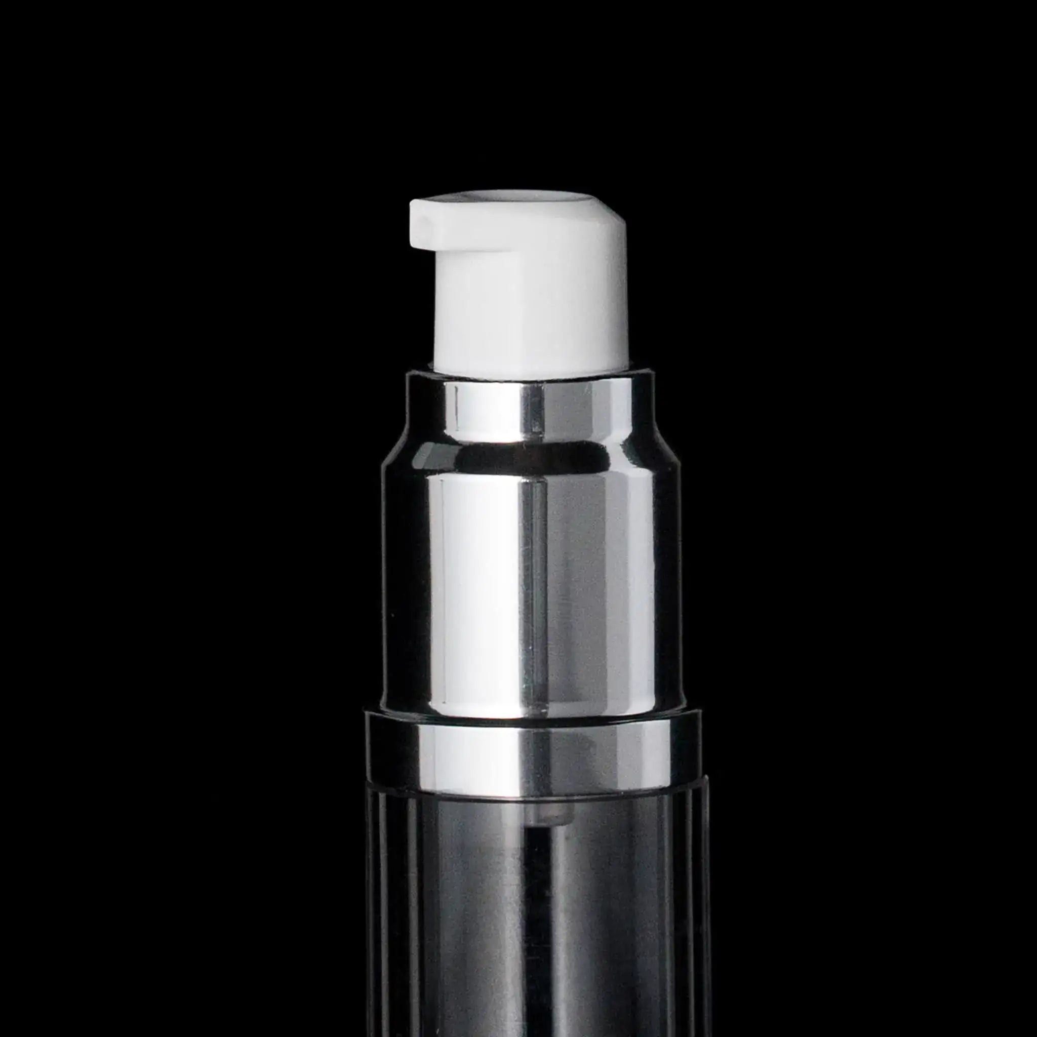 Luxe 15 ML Airless Bottle Glossy Black Clear Bottle - Cosmetic Packaging Now!