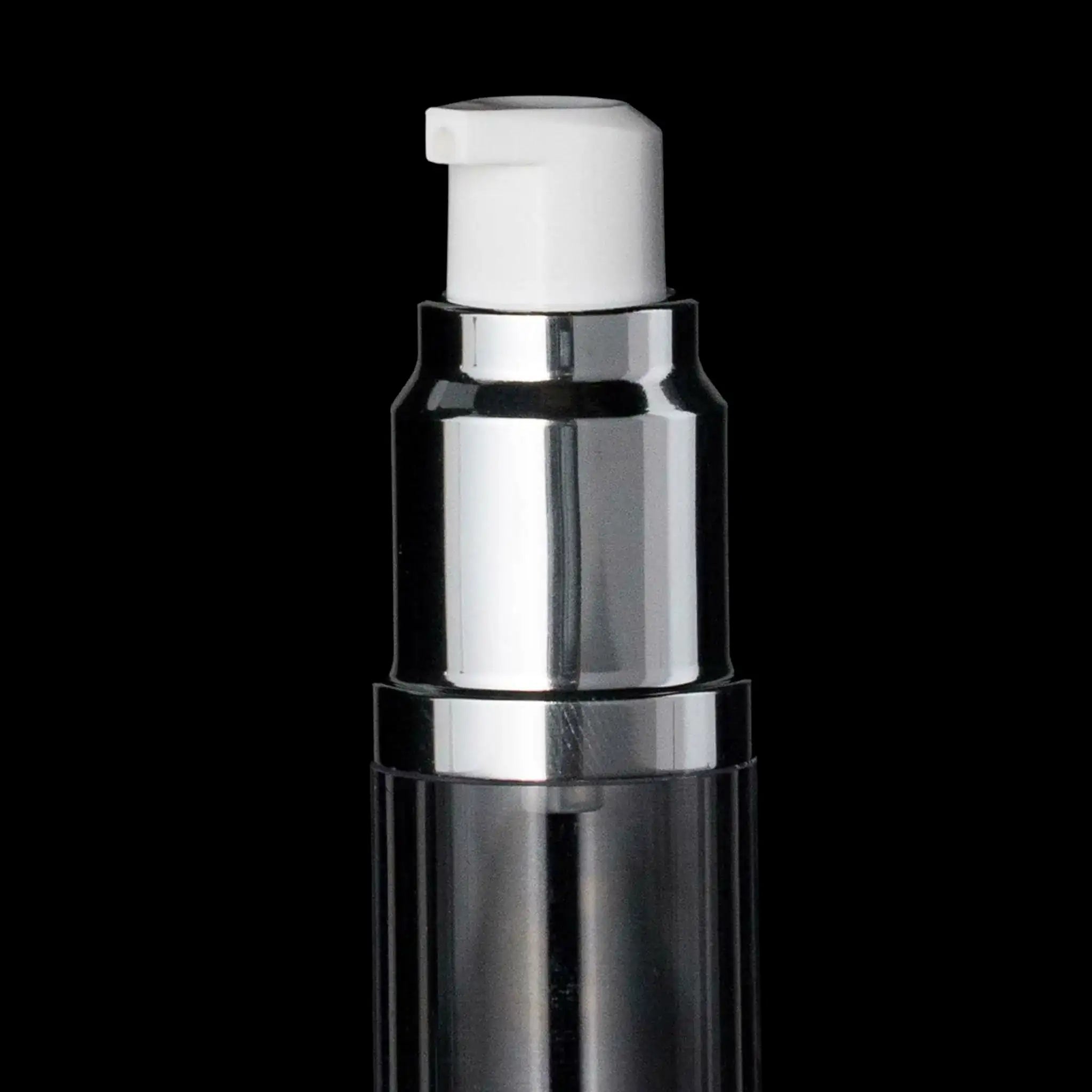 Luxe 15 ML Airless Bottle Matte Silver Clear Bottle - Cosmetic Packaging Now!