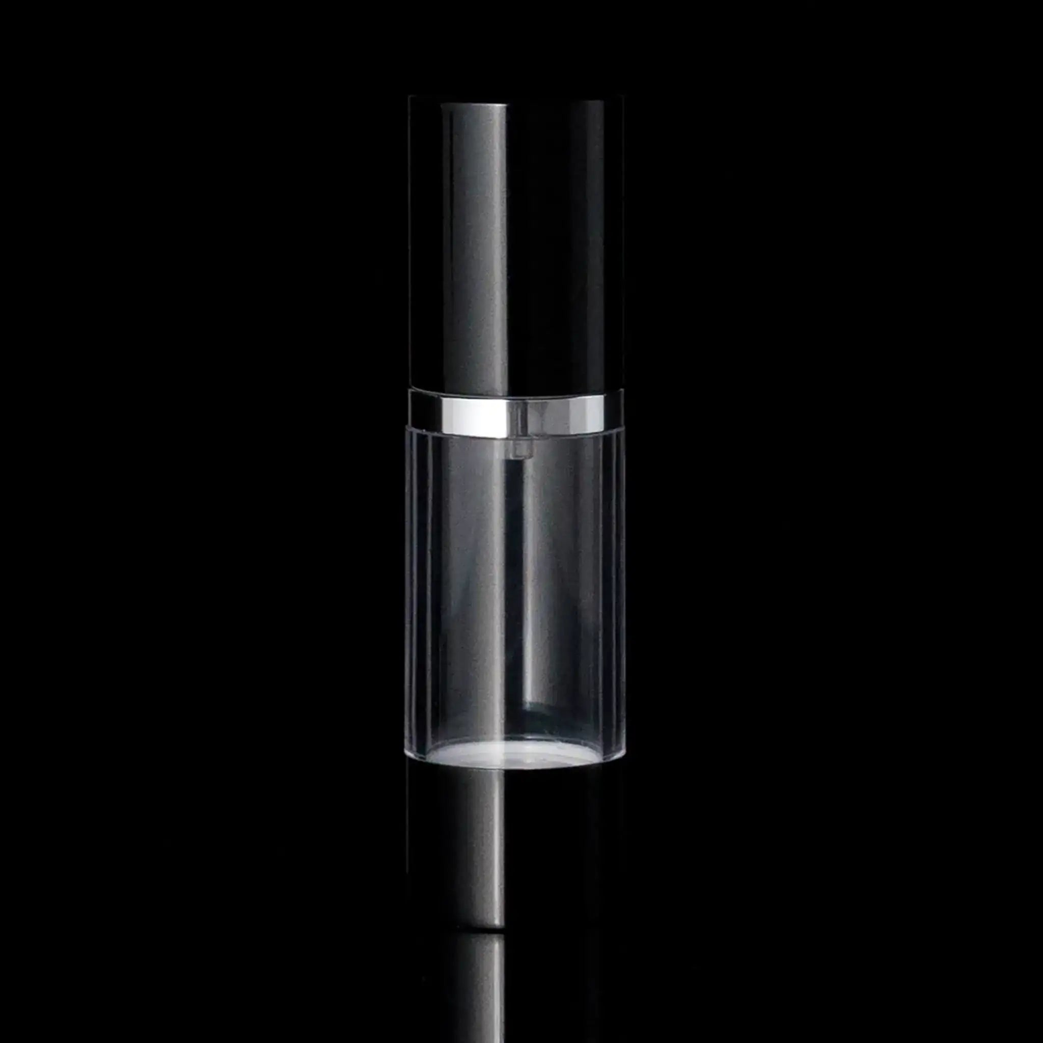 Luxe 30 ML Airless Bottle Glossy Black Clear Bottle - Cosmetic Packaging Now