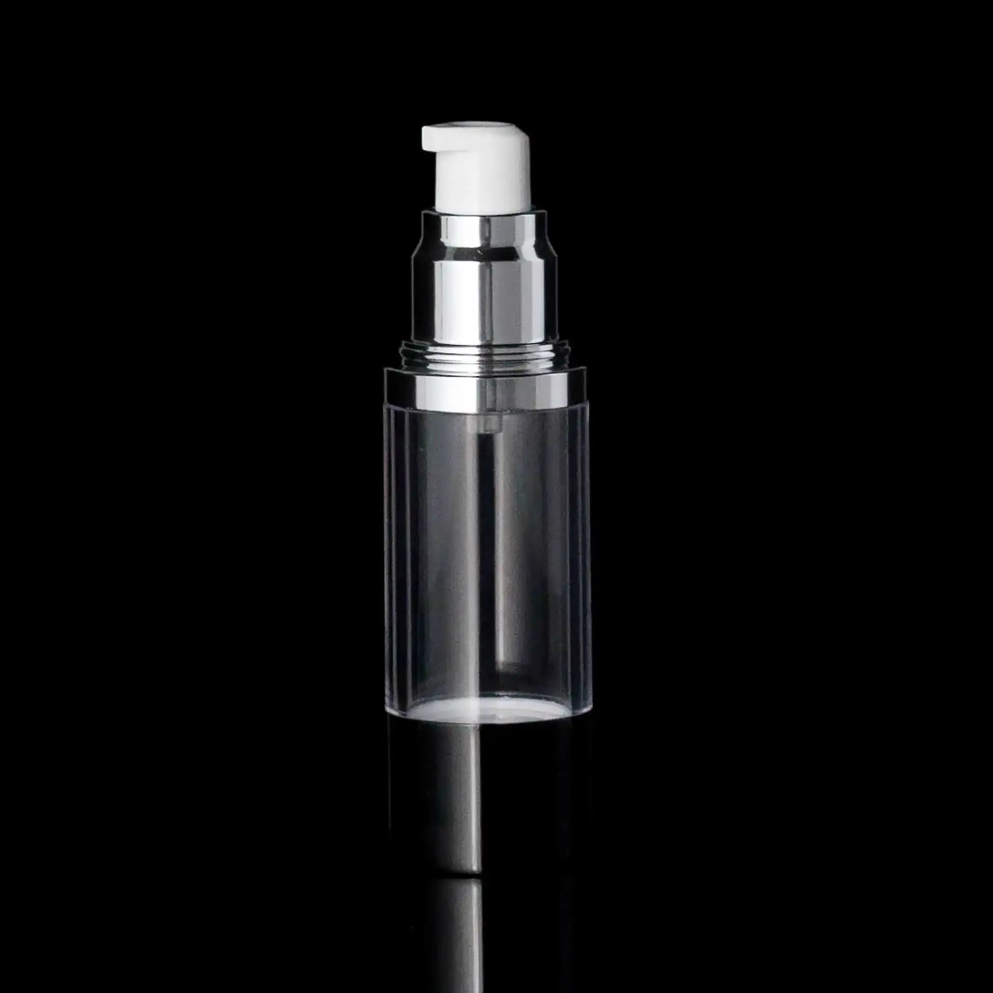 Luxe 30 ML Airless Actuator Bottle Glossy Black with Clear Bottle - Cosmetic Packaging Now