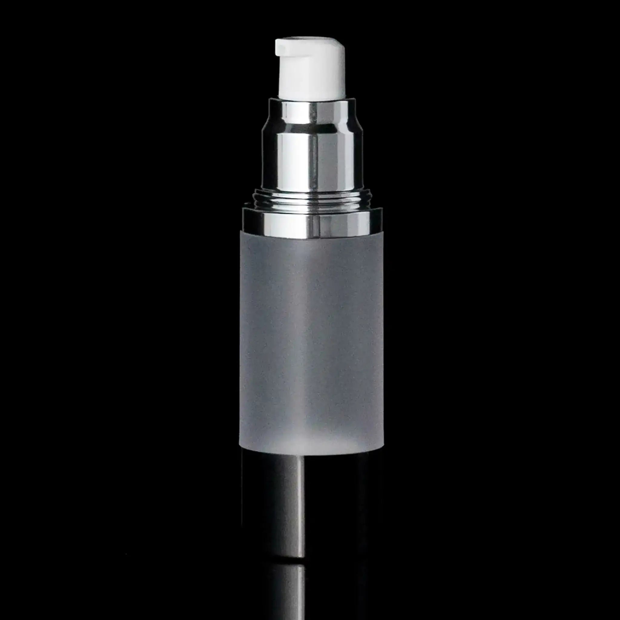 Luxe 30 ML Airless Pump Bottle Glossy Black with Frosted Bottle - Cosmetic Packaging Now