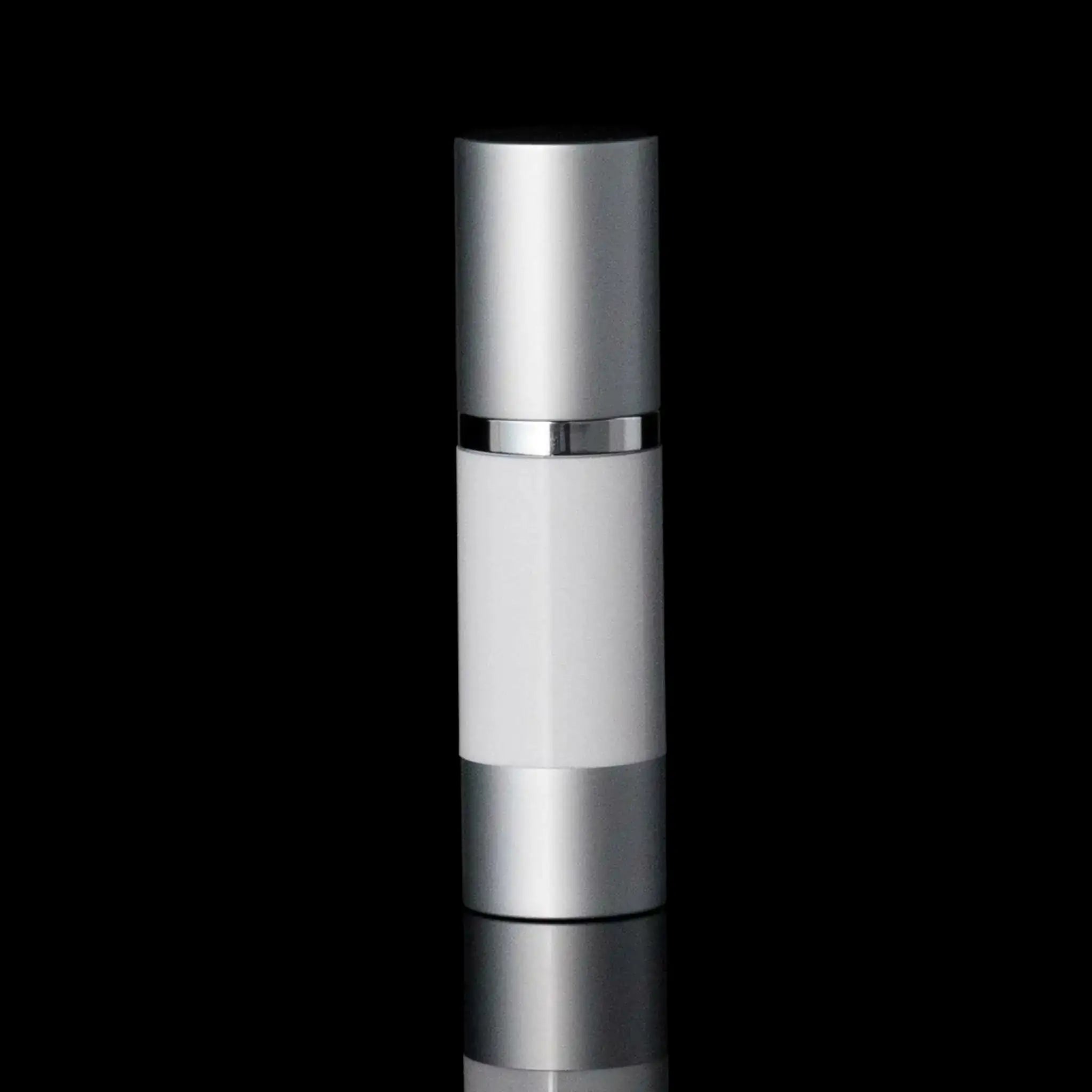 Luxe 30 ML Airless Bottle Matte Silver White Bottle - Cosmetic Packaging Now