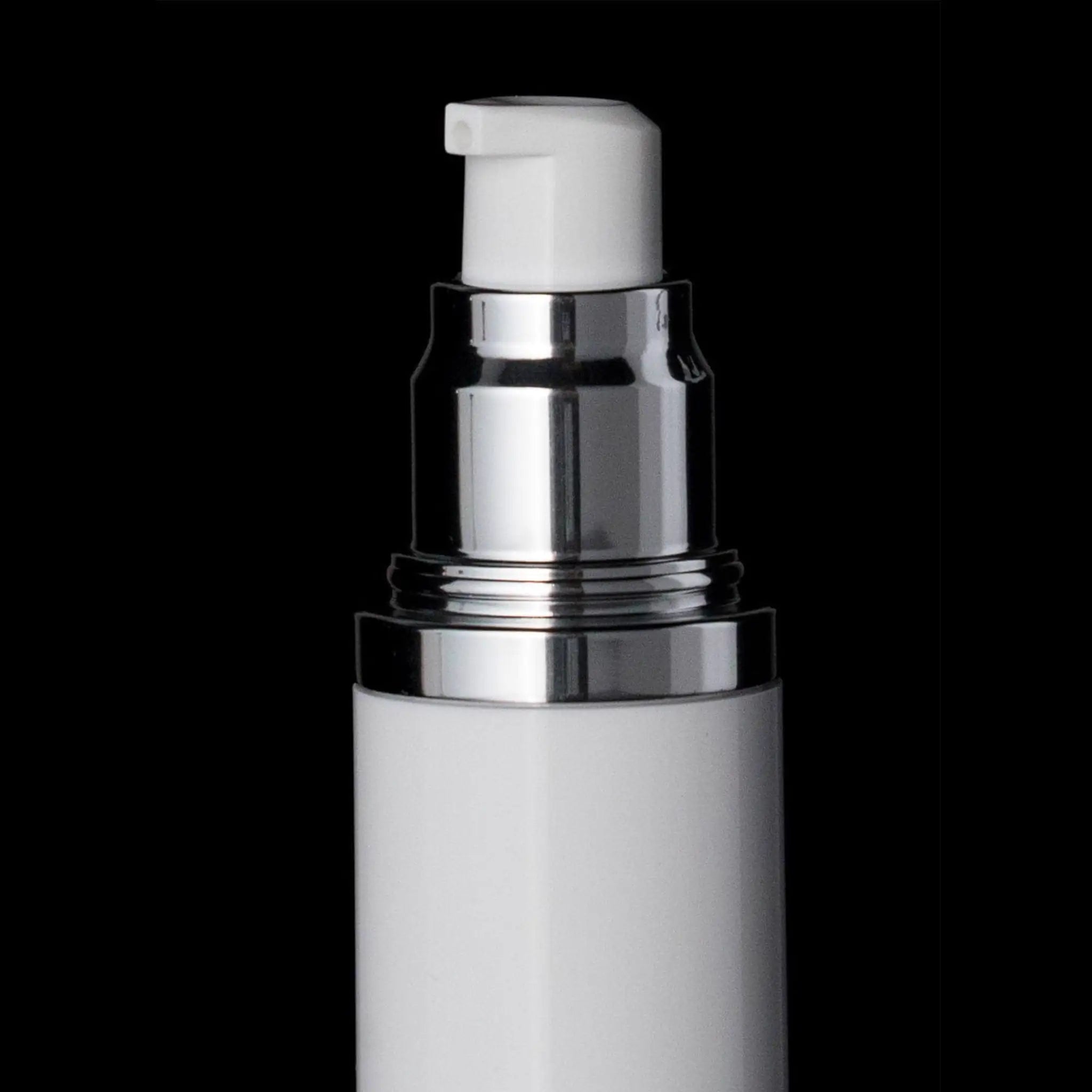 Luxe 30 ML Airless Bottle Matte Silver with White Bottle - Cosmetic Packaging Now!