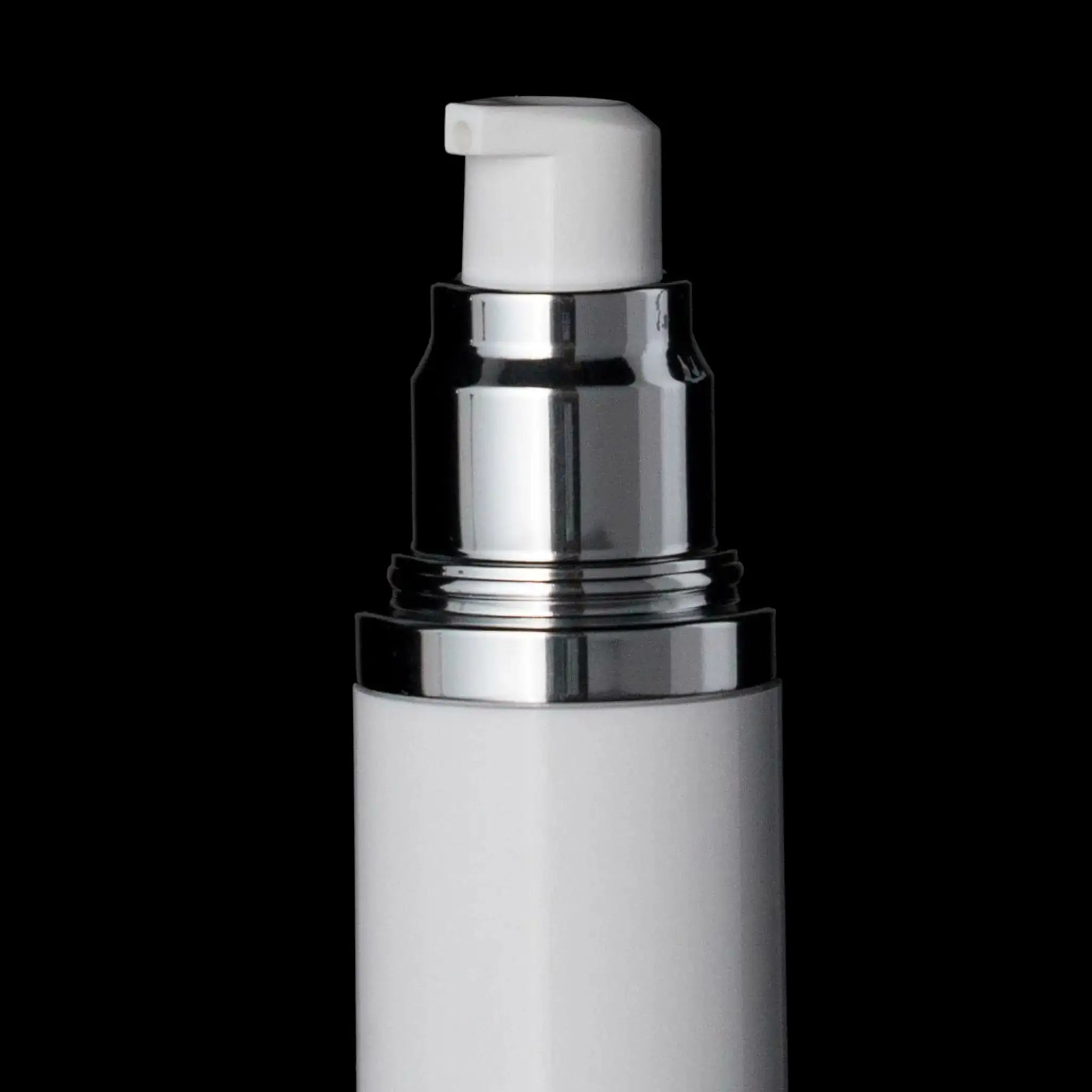 Luxe 30 ML Airless Bottle Matte Silver with White Bottle - Cosmetic Packaging Now!