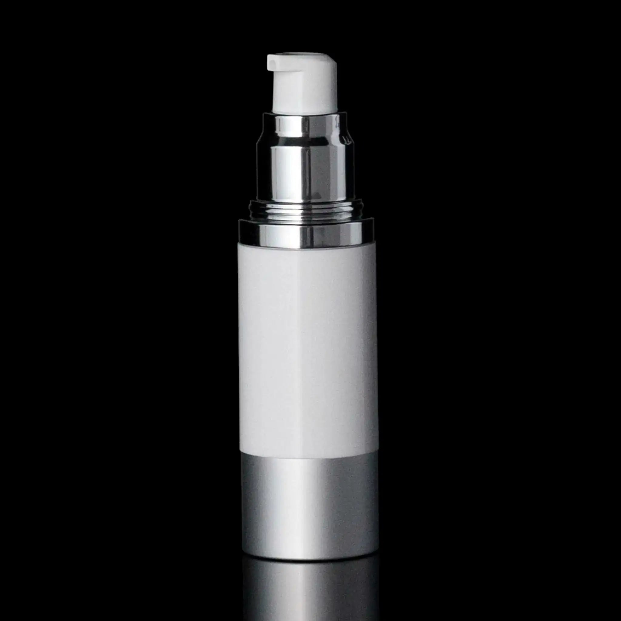 Luxe 30 ML Airless Bottle Matte Silver White Bottle - Cosmetic Packaging Now!