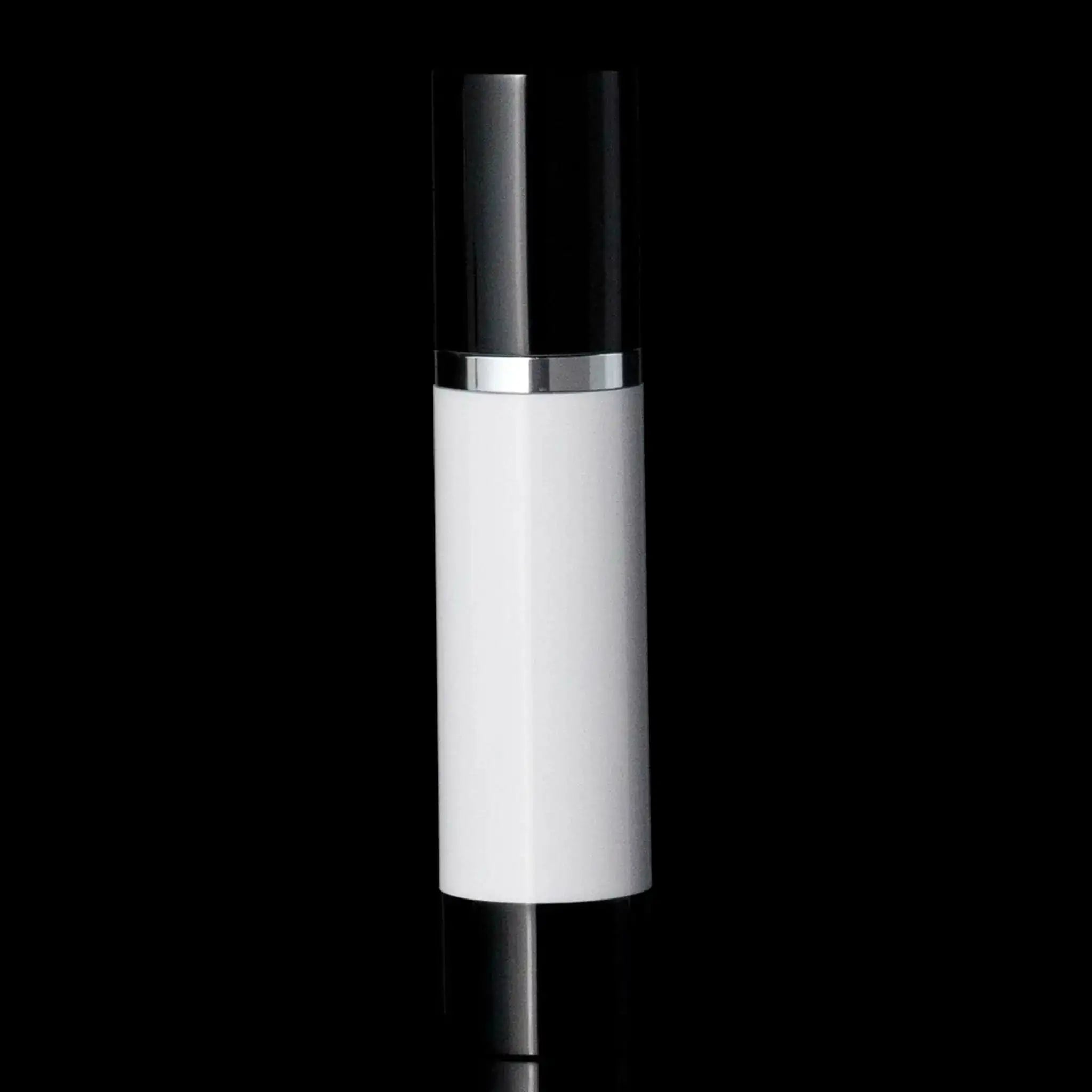Luxe 50 ML Airless Bottle Glossy Black White Bottle - Cosmetic Packaging Now!