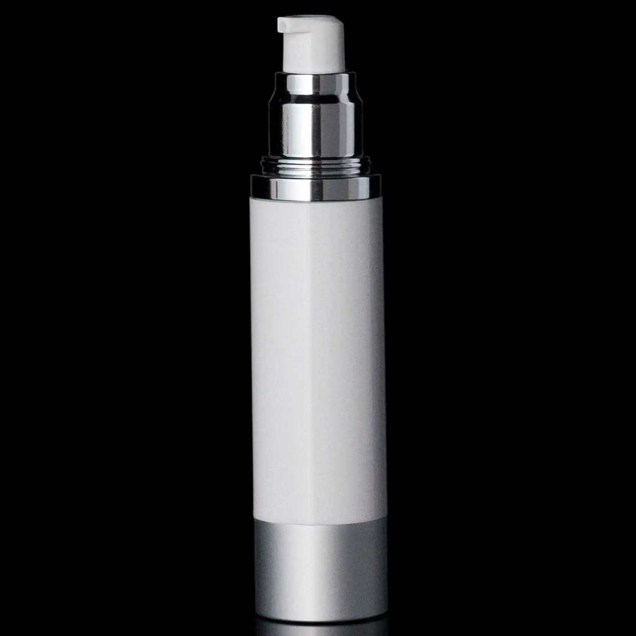 Luxe 50 ML Airless Bottle Matte Silver White Bottle - Cosmetic Packaging Now!