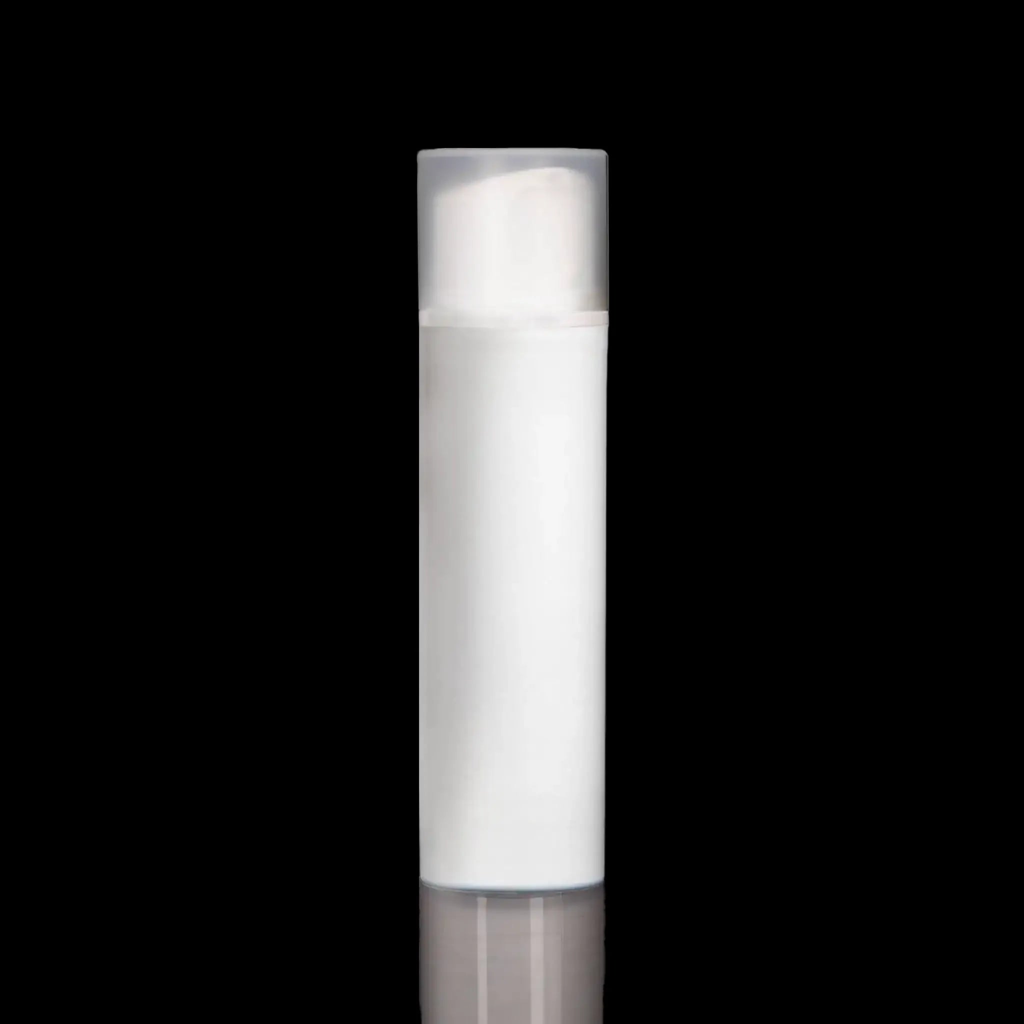 Pure 100 ML White PP Airless Bottle with Frosted Cap - Cosmetic Packaging Now