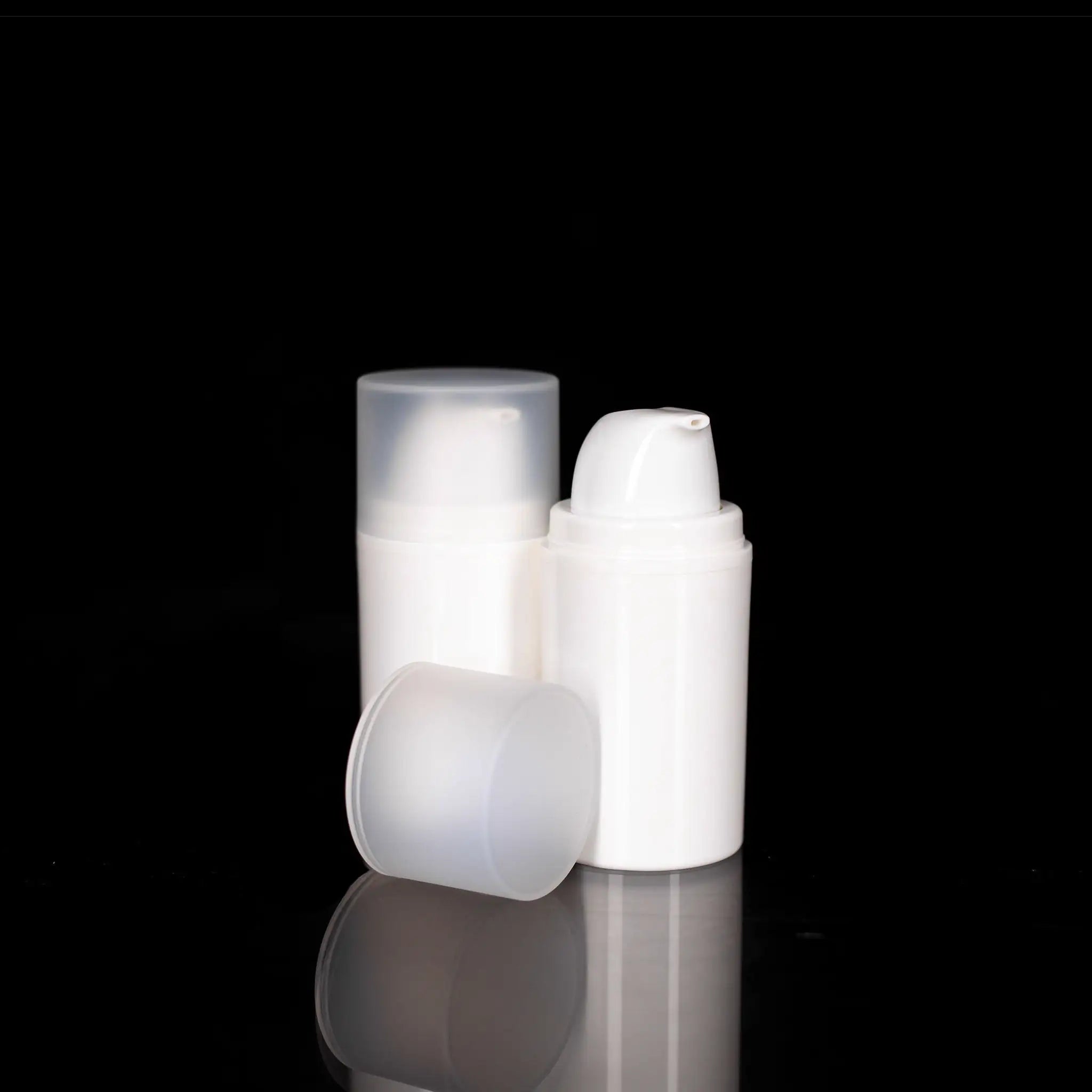Pure 50 ML White PP Airless Bottles with Frosted Cap - Cosmetic Packaging Now
