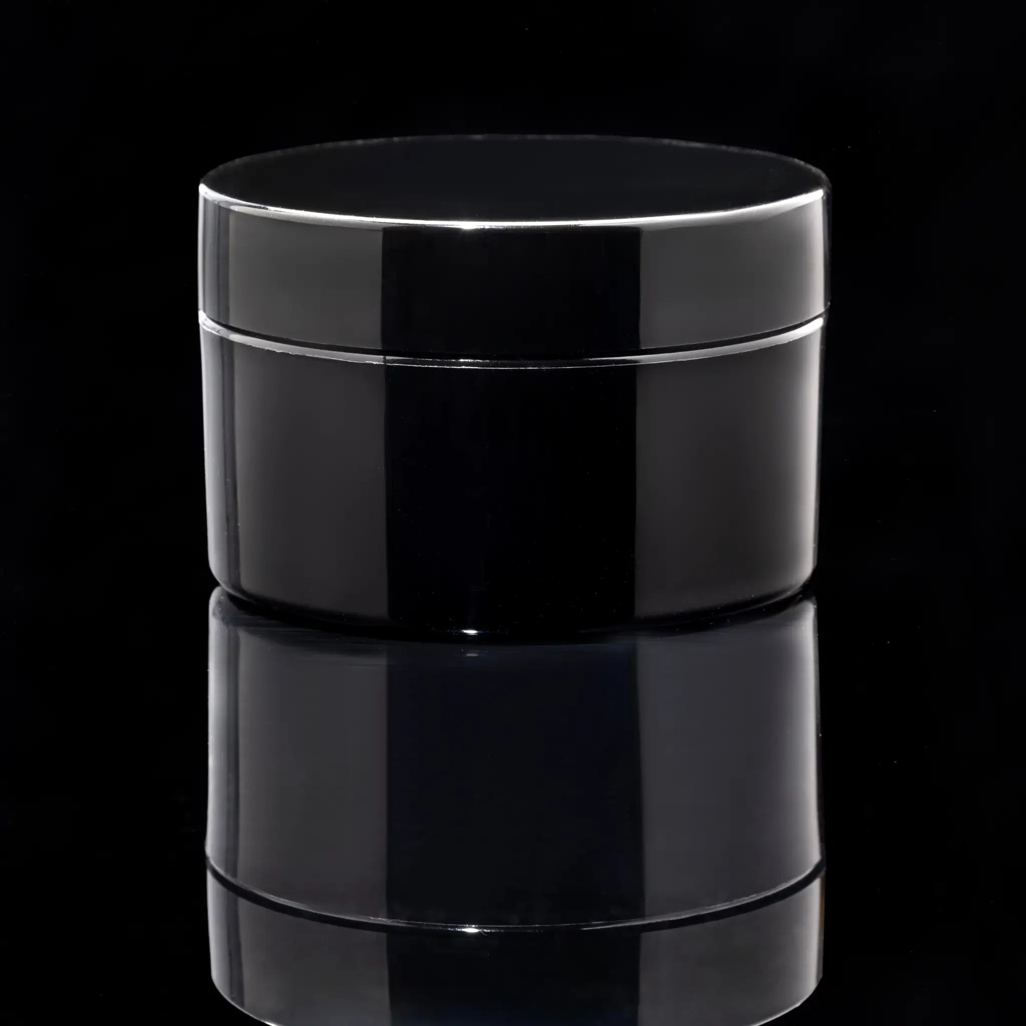 Impact 100ml PCR glossy black PP single wall cosmetic jar for skincare packaging - Cosmetic Packaging Now