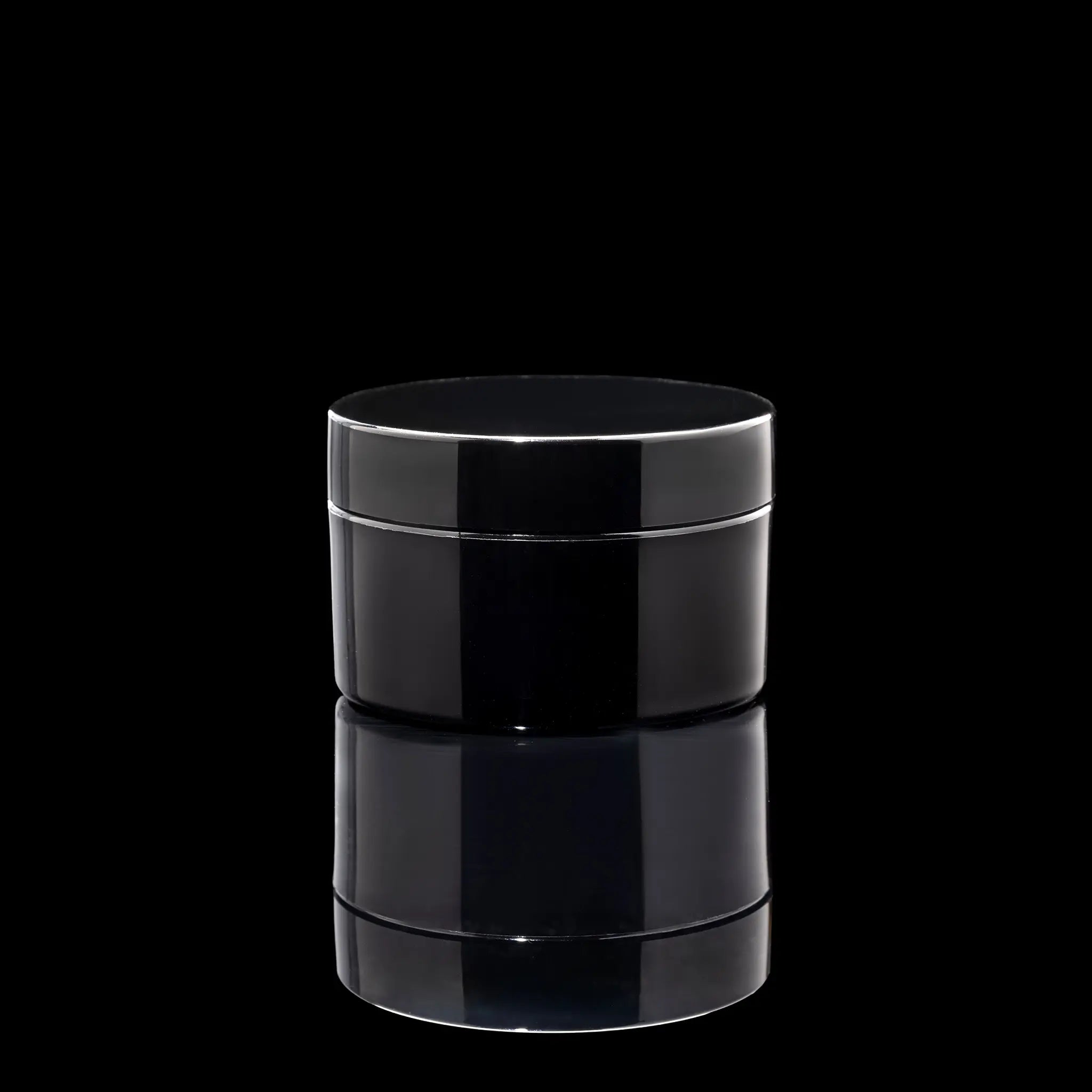 Impact 100ml PCR glossy black PP single wall cosmetic jar for skincare packaging - Cosmetic Packaging Now