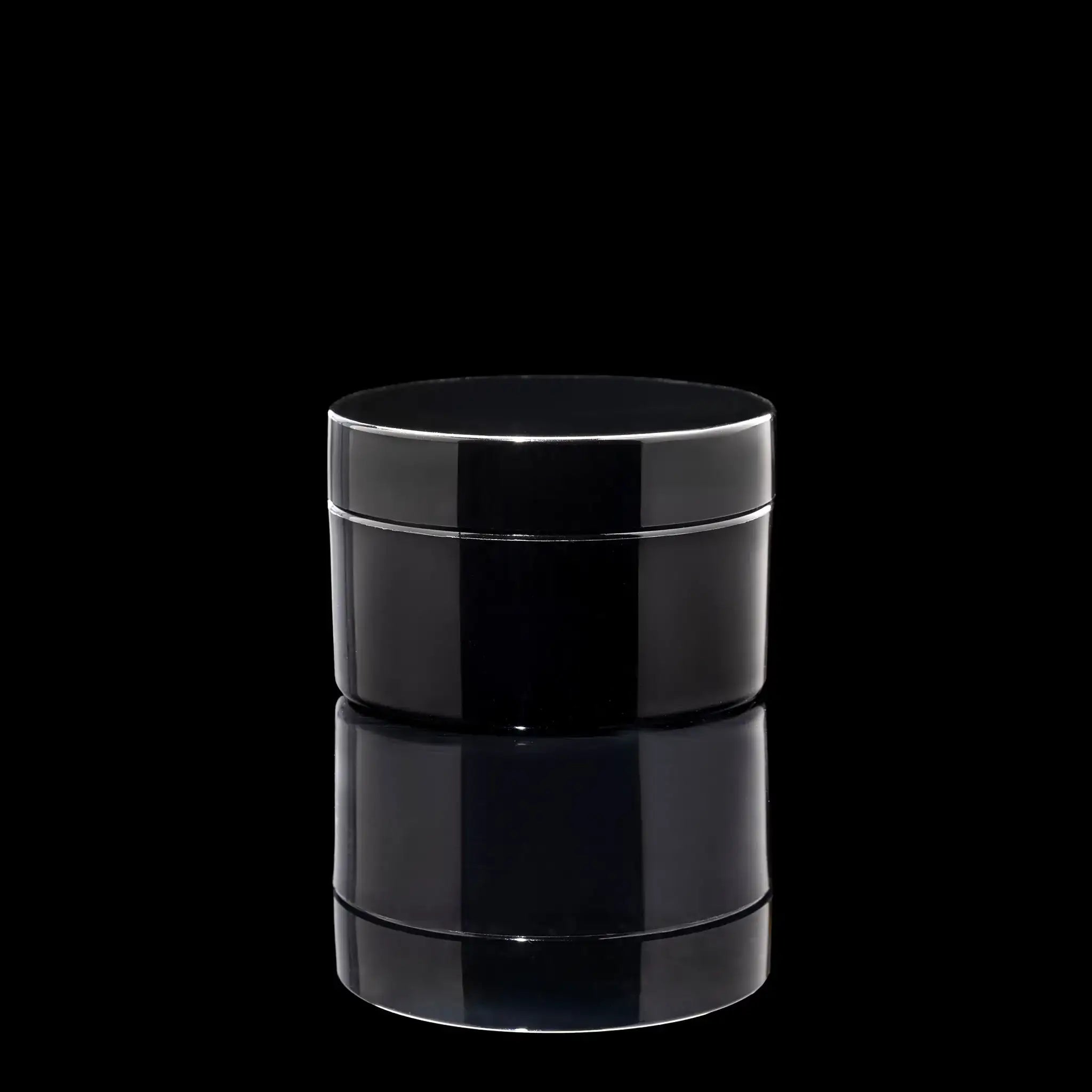Impact 100ml PCR glossy black PP single wall cosmetic jar for skincare packaging - Cosmetic Packaging Now