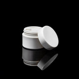 Impact 15ml PCR glossy white PP single wall cosmetic jar open showing interior for creams - Cosmetic Packaging Now