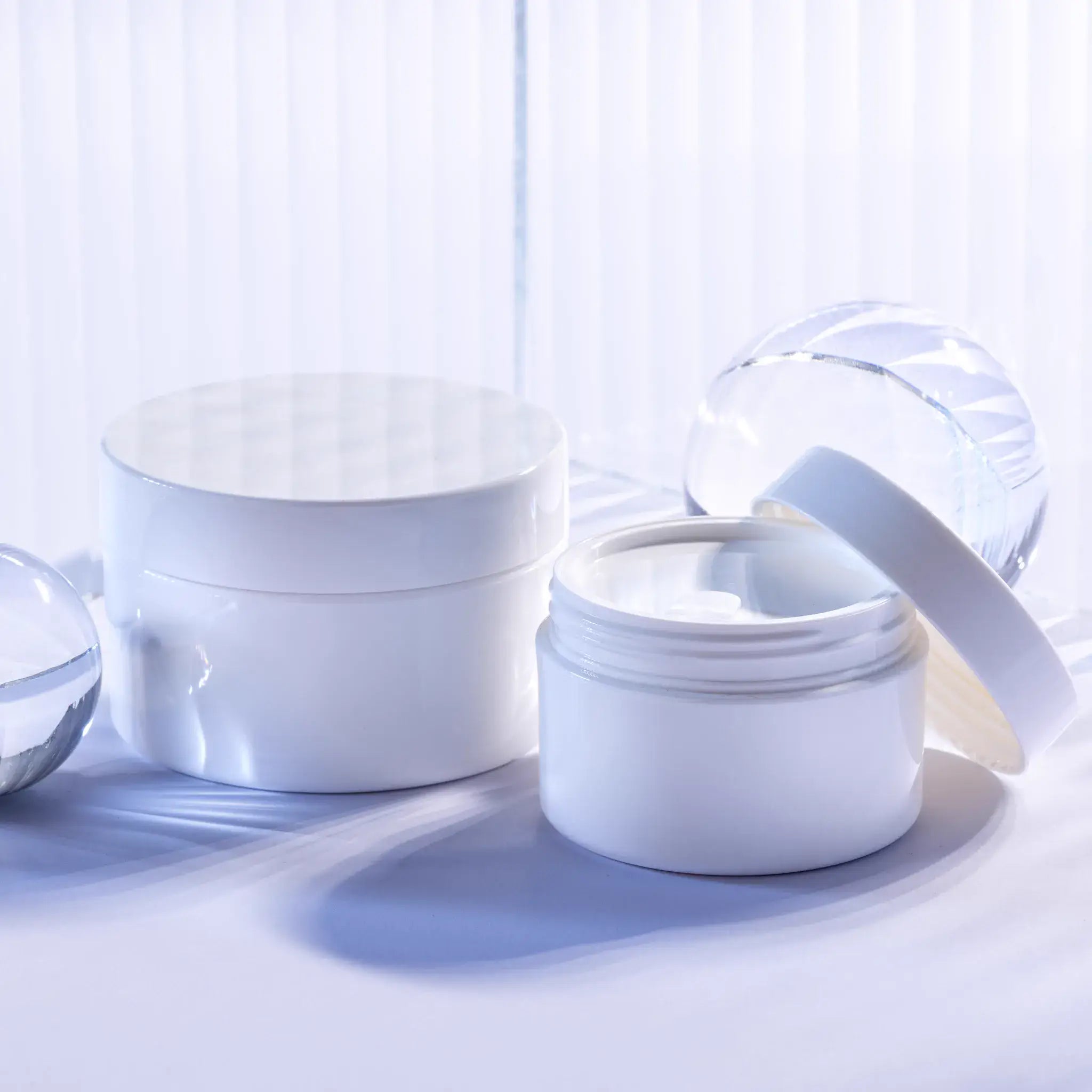 White Cosmetic PP Jars For Creams and Balms Luxury Beauty Packaging - Cosmetic Packaging Now
