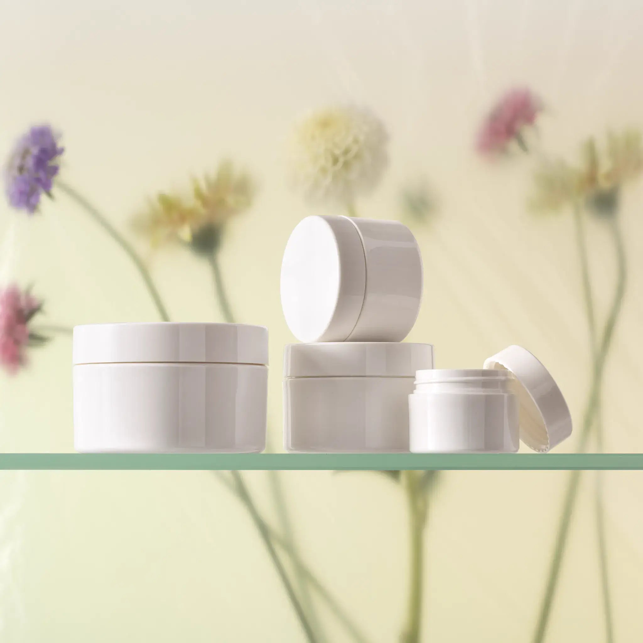 Glossy White PP Cosmetic Cream Jars For Moisturizers, Lotions, And Skincare Products - Cosmetic Packaging Now