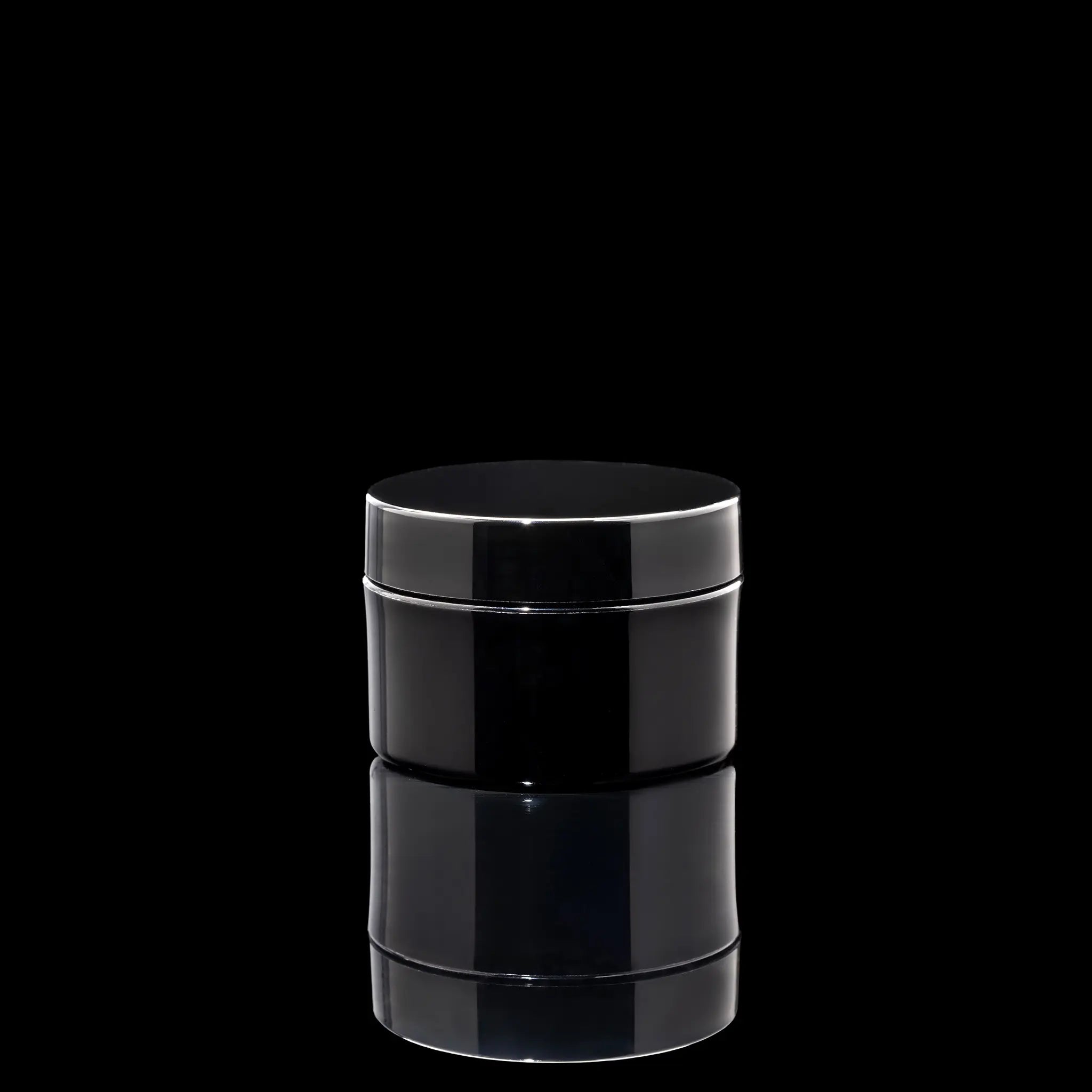 Impact 50ml PCR glossy black PP single wall cosmetic jar for skincare packaging - Cosmetic Packaging Now