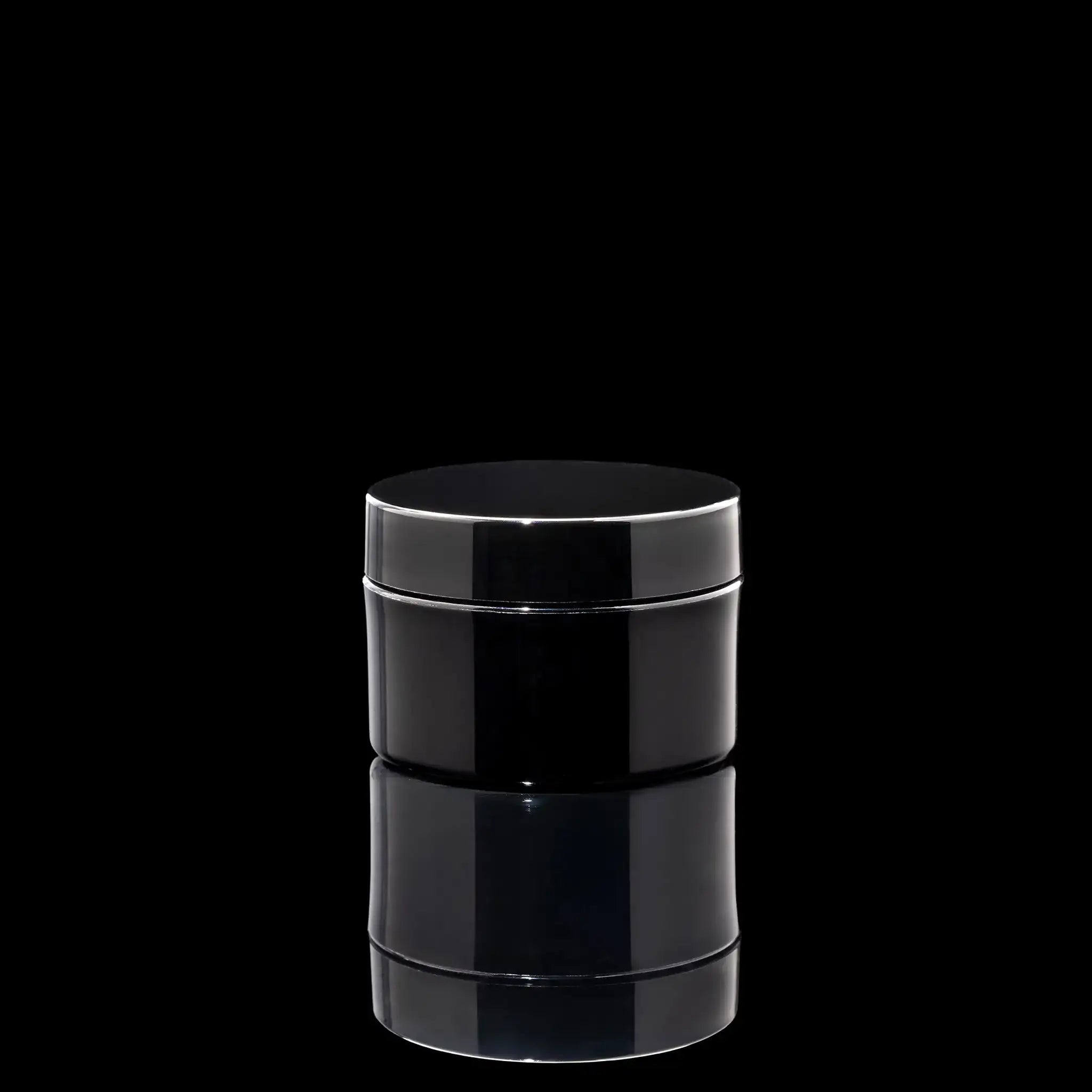 Impact 50ml PCR glossy black PP single wall cosmetic jar for skincare packaging - Cosmetic Packaging Now