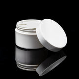 Impact 50ml PCR glossy white PP single wall cosmetic jar open showing interior for creams - Cosmetic Packaging Now