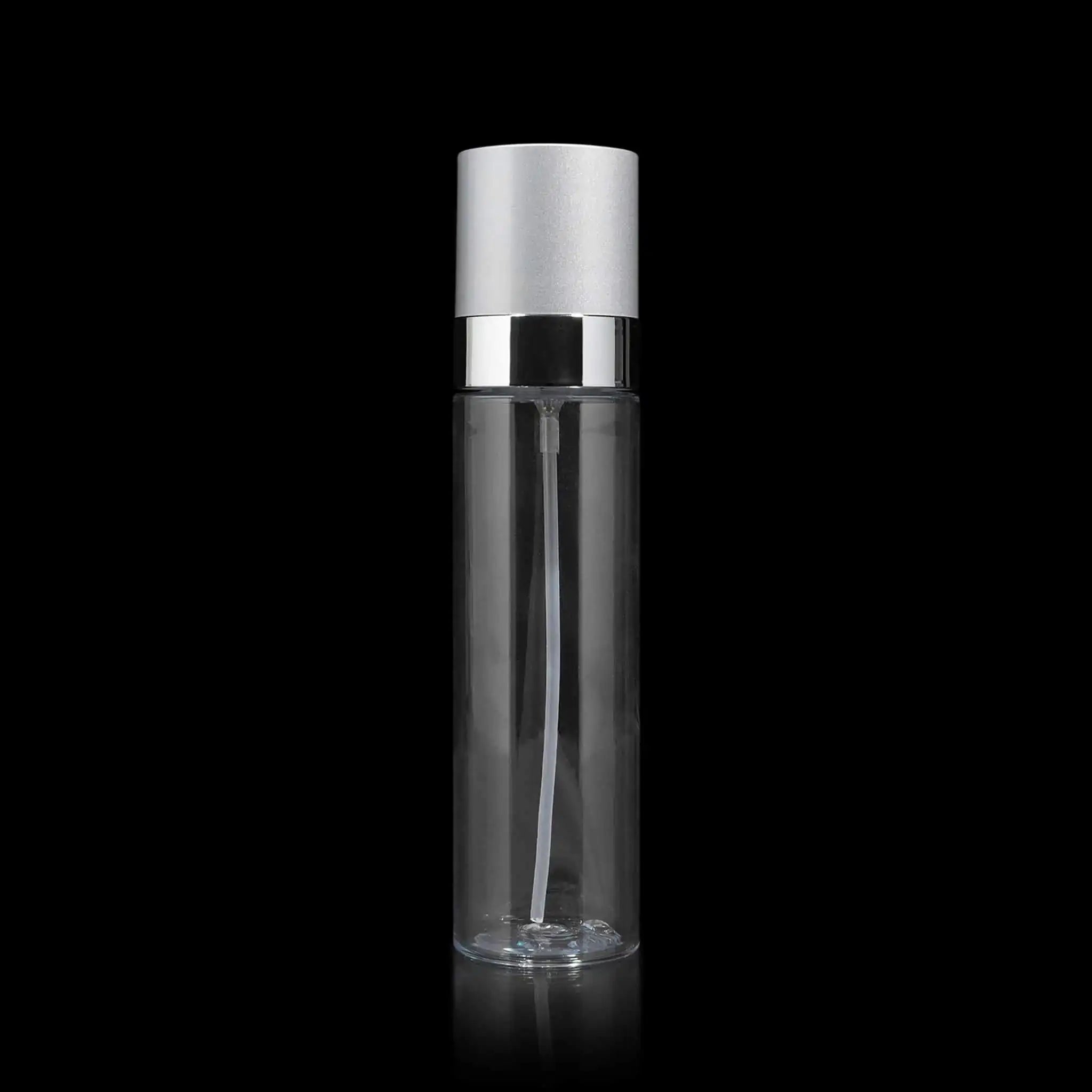 Cloud 100 ML Fine Mist Spray Bottle Clear with Matte Silver Cap Makeup Packaging- Cosmetic Packaging Now