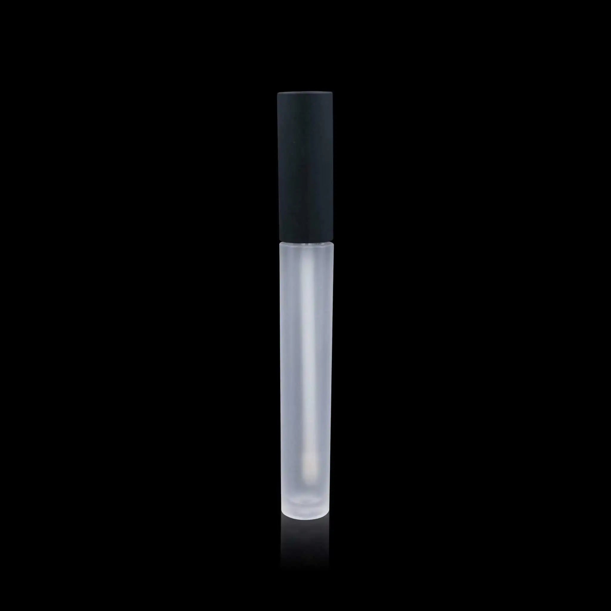 Vibe Lip Gloss Container Matte Black Cap with Frosted Bottle - Cosmetic Packaging Now!