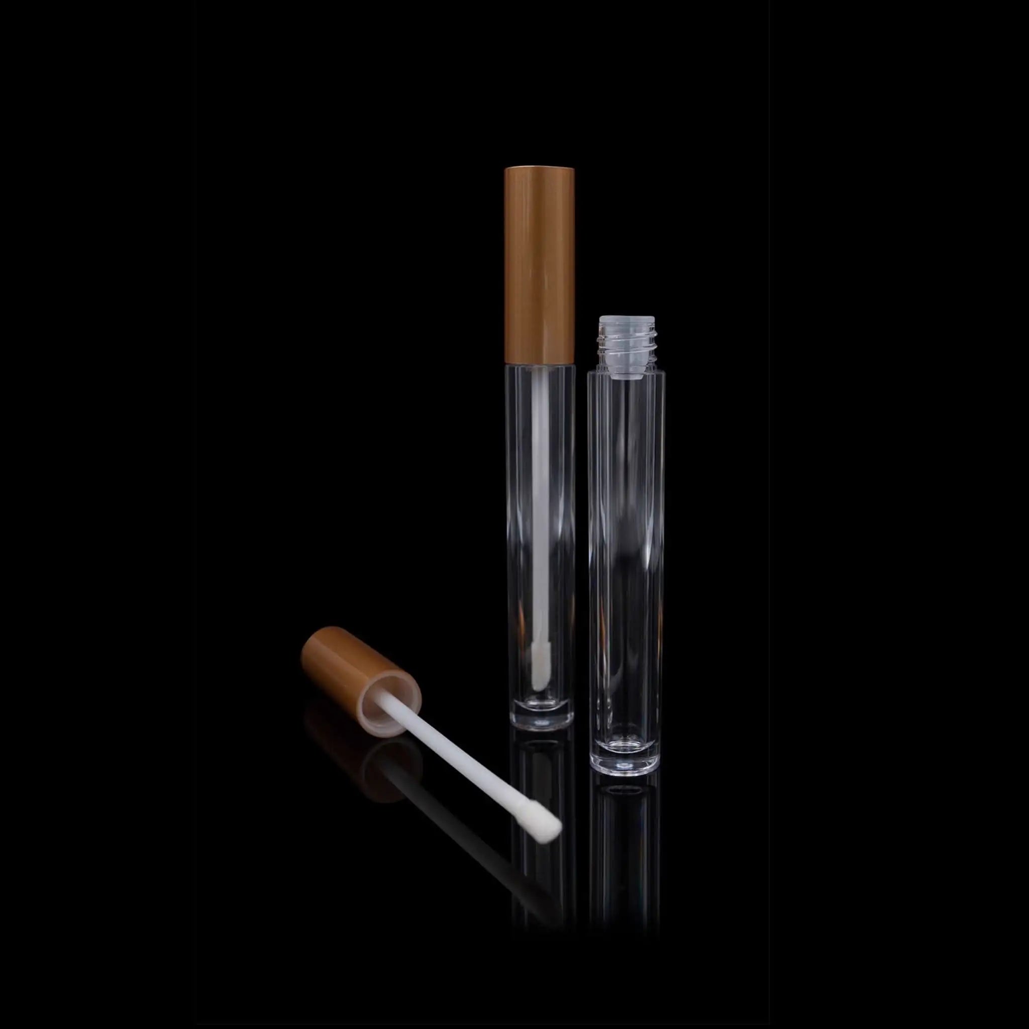 Vibe Lip Gloss Container Matte Gold Cap with Clear Bottle Wholesale - Cosmetic Packaging Now!