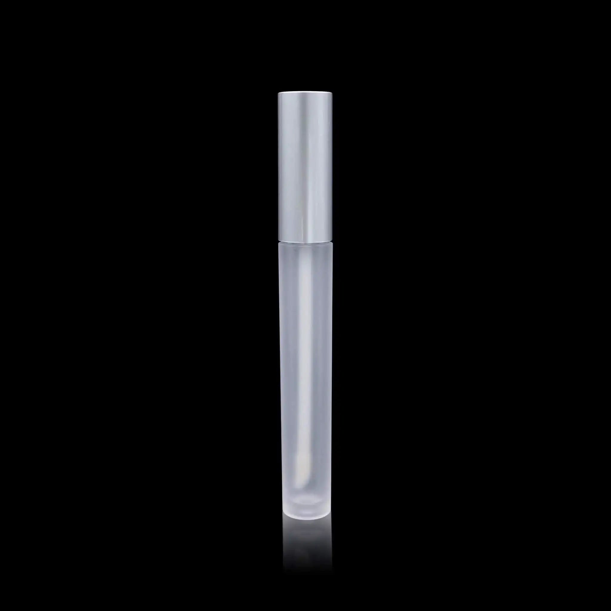 Vibe Lip Gloss Container Matte Silver Cap with Frosted Bottle - Cosmetic Packaging Now!