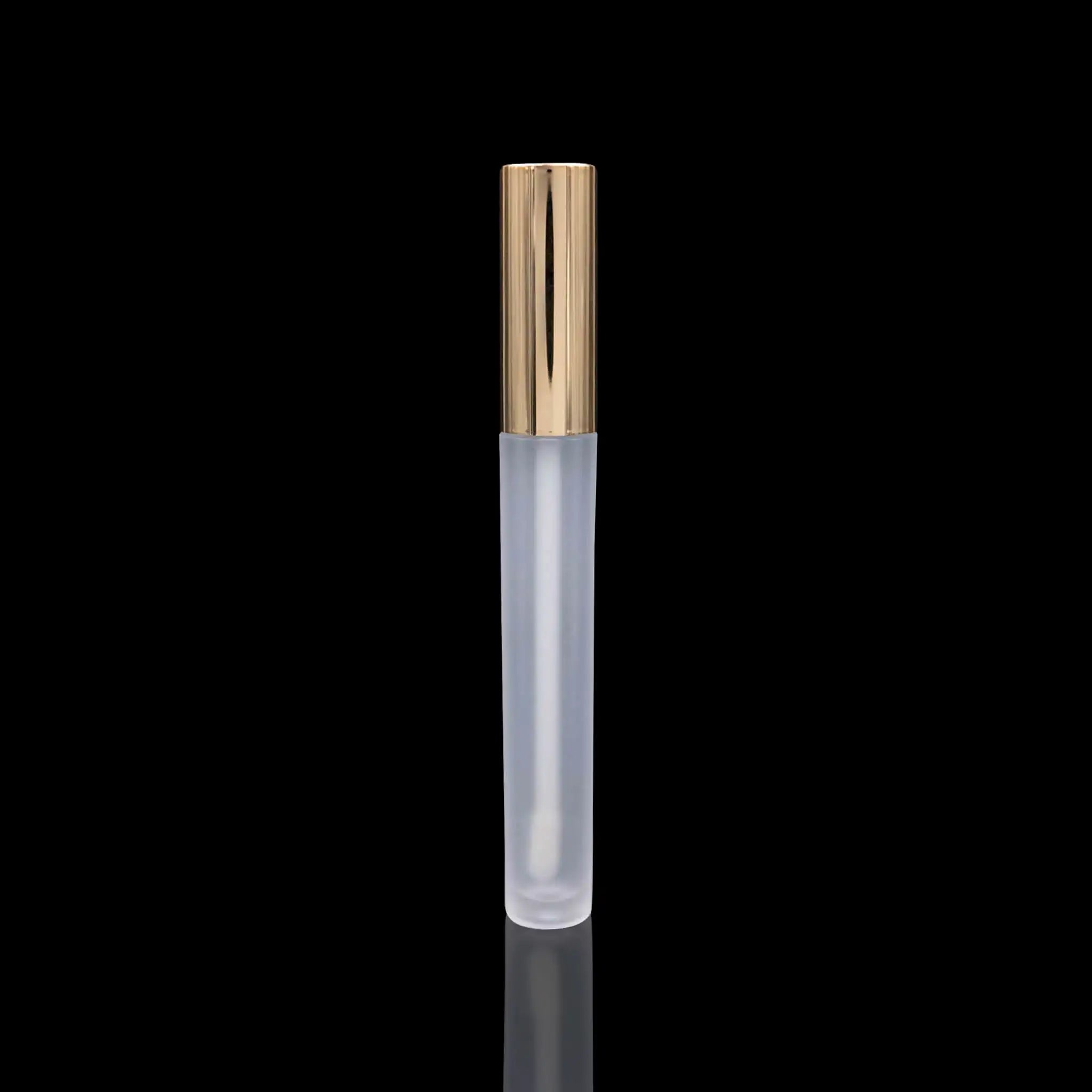 Vibe Lip Gloss Container Shiny Gold Cap with Frosted Bottle - Cosmetic Packaging Now!