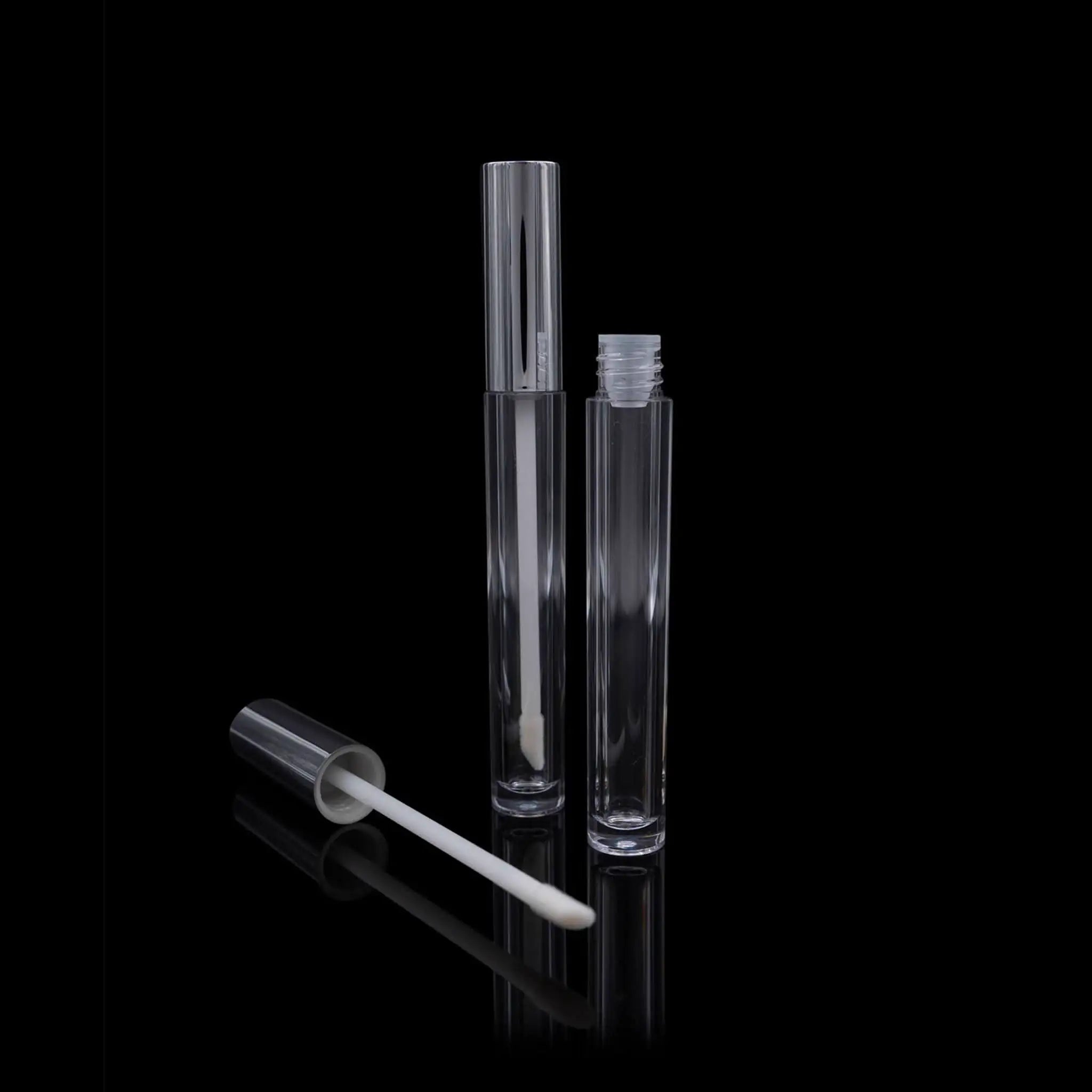 Vibe Lip Gloss Container Shiny Silver Cap with Clear Bottle Wholesale - Cosmetic Packaging Now!