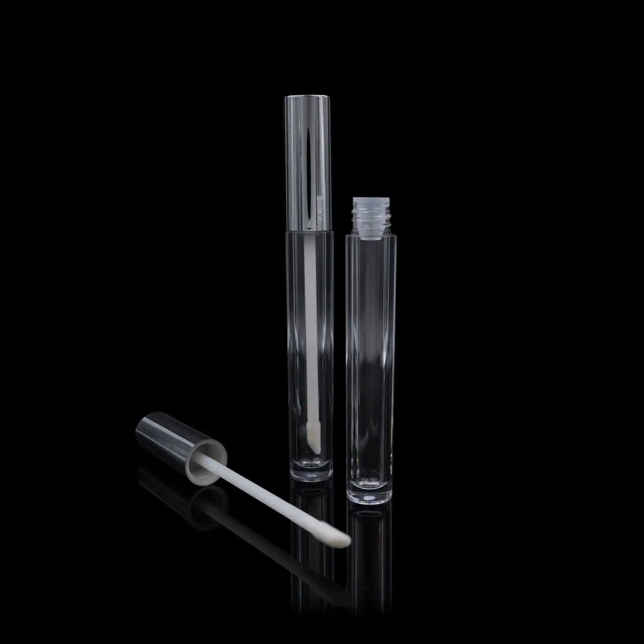 Vibe Lip Gloss Container Shiny Silver Cap with Clear Bottle Wholesale - Cosmetic Packaging Now!