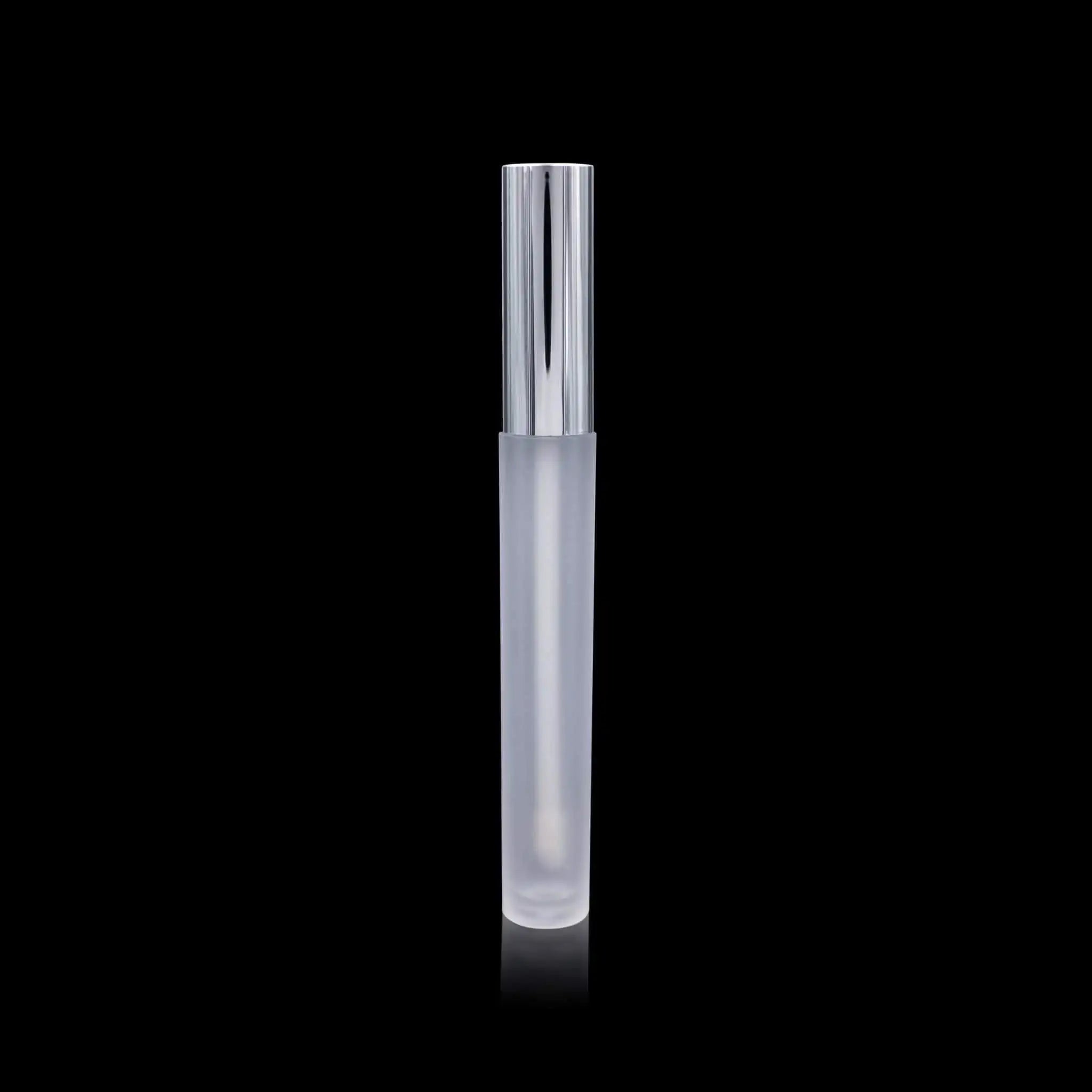 Vibe Lip Gloss Container Shiny Silver Cap with Frosted Bottle - Cosmetic Packaging Now!