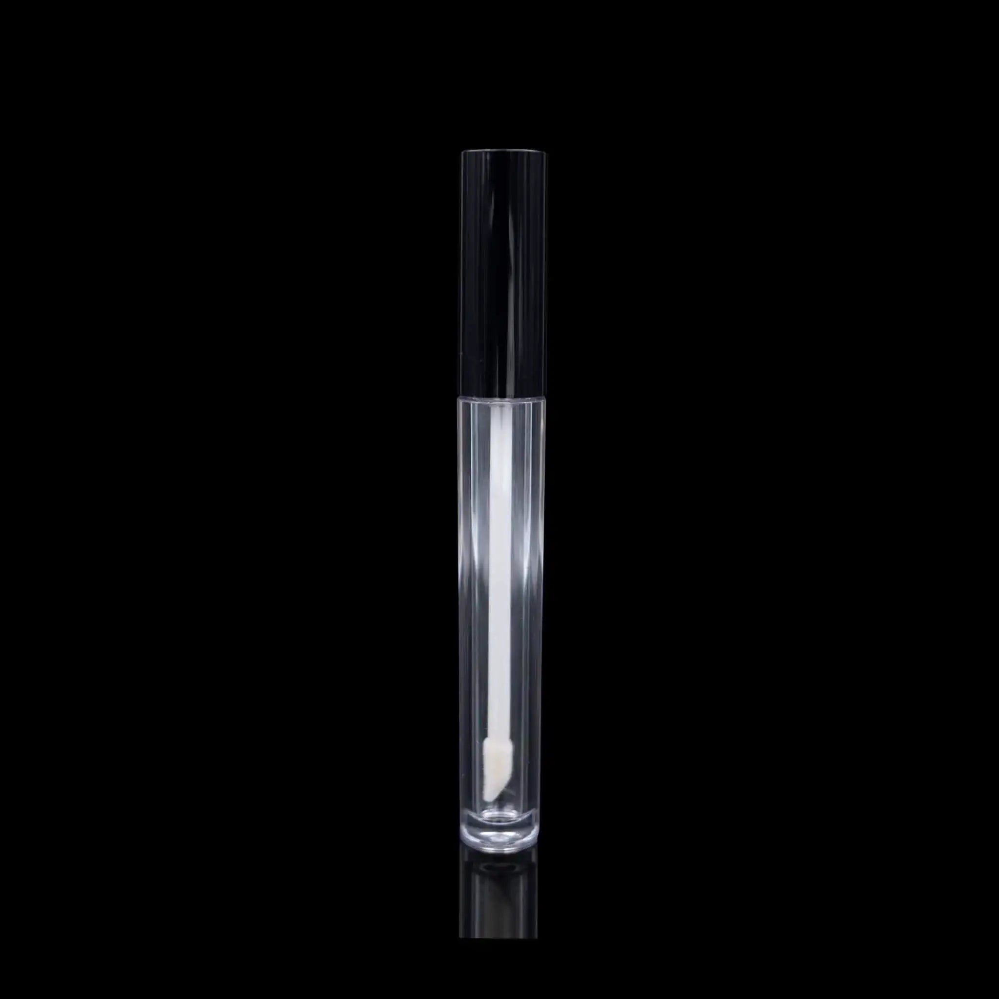 Vibe Lip Gloss Container Glossy Black Cap with Clear Bottle - Cosmetic Packaging Now!
